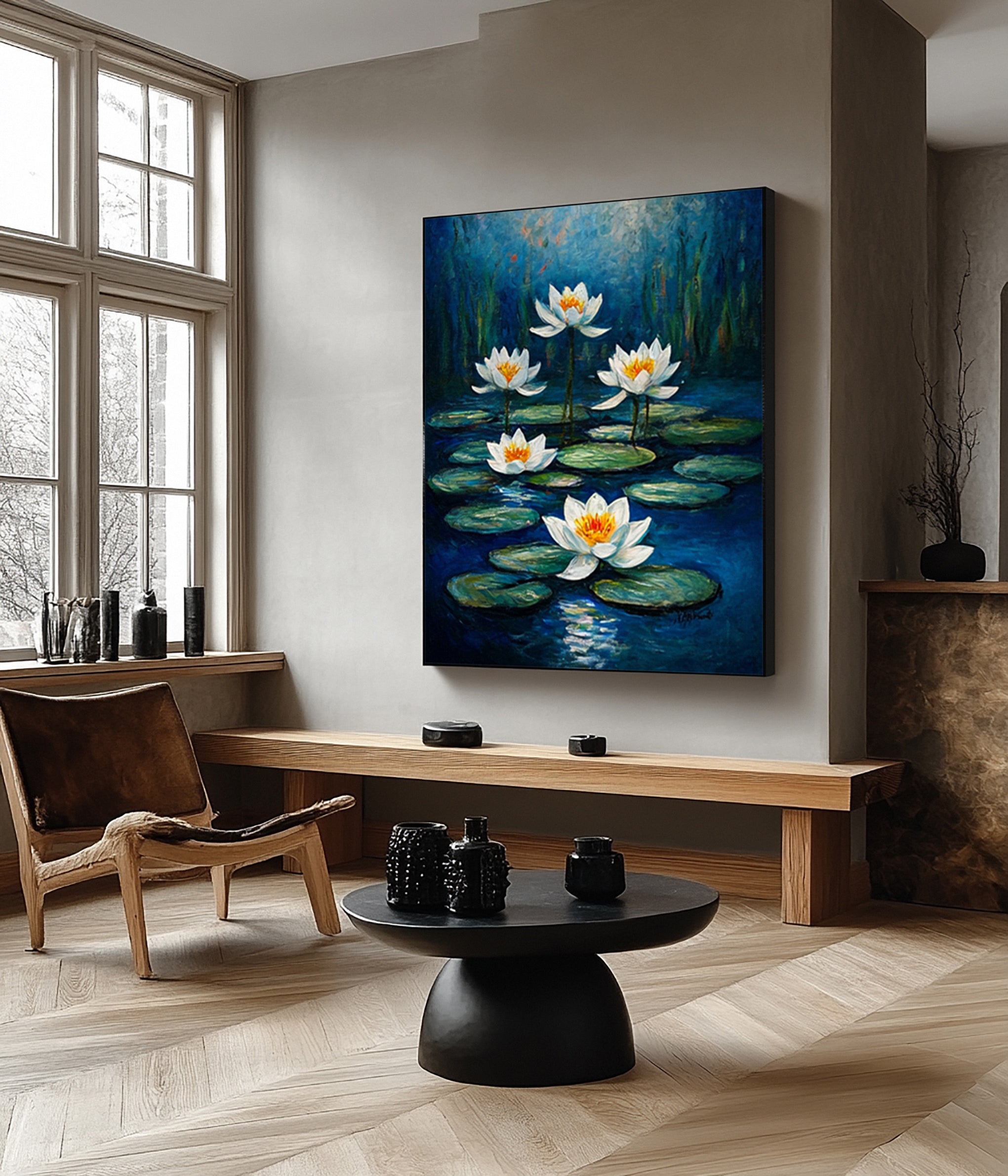 Contemporary Artwork Capturing the Tranquility of a Night Pond #BGA 278