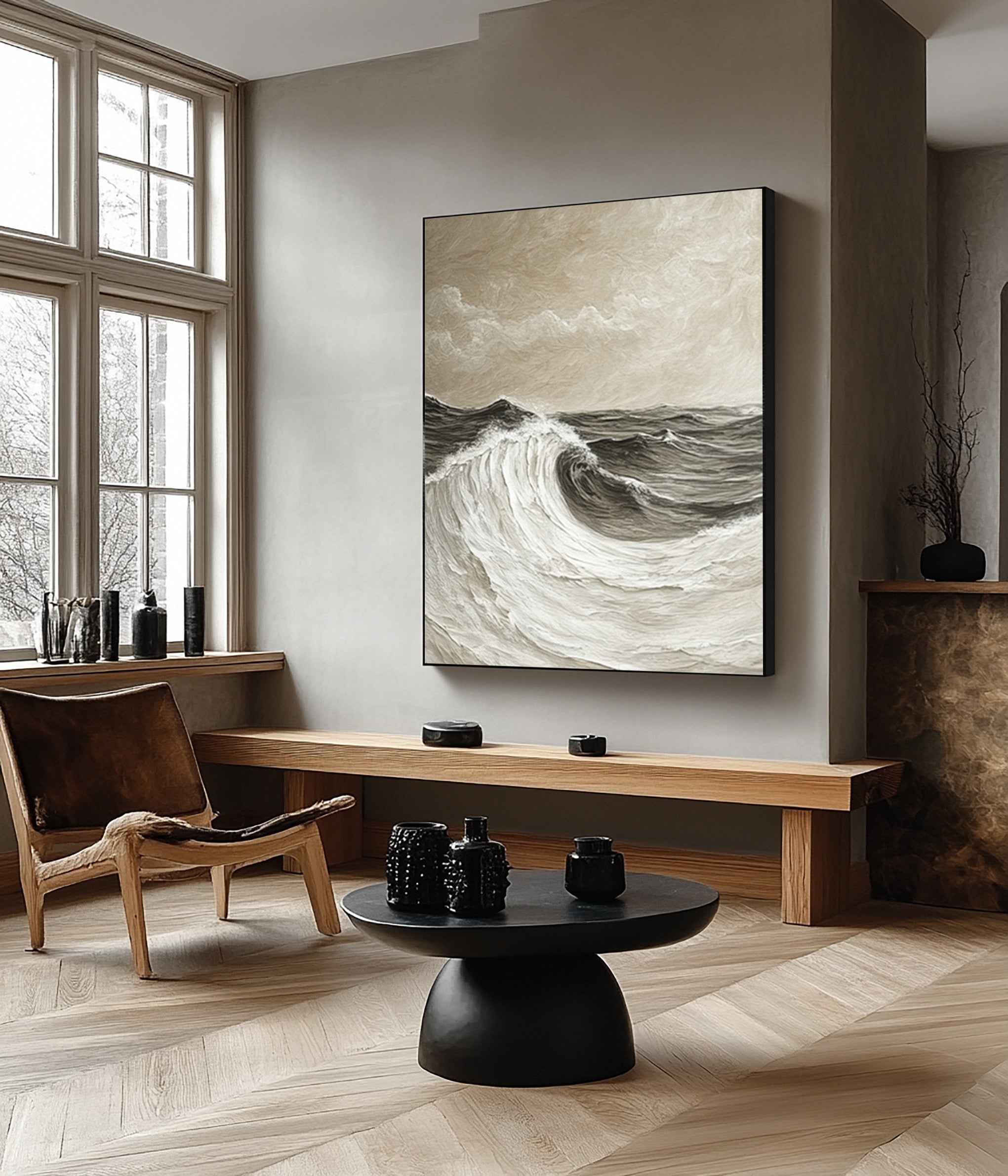 Modern Abstract Wave with Texture and Atmospheric Clouds #BGA 256