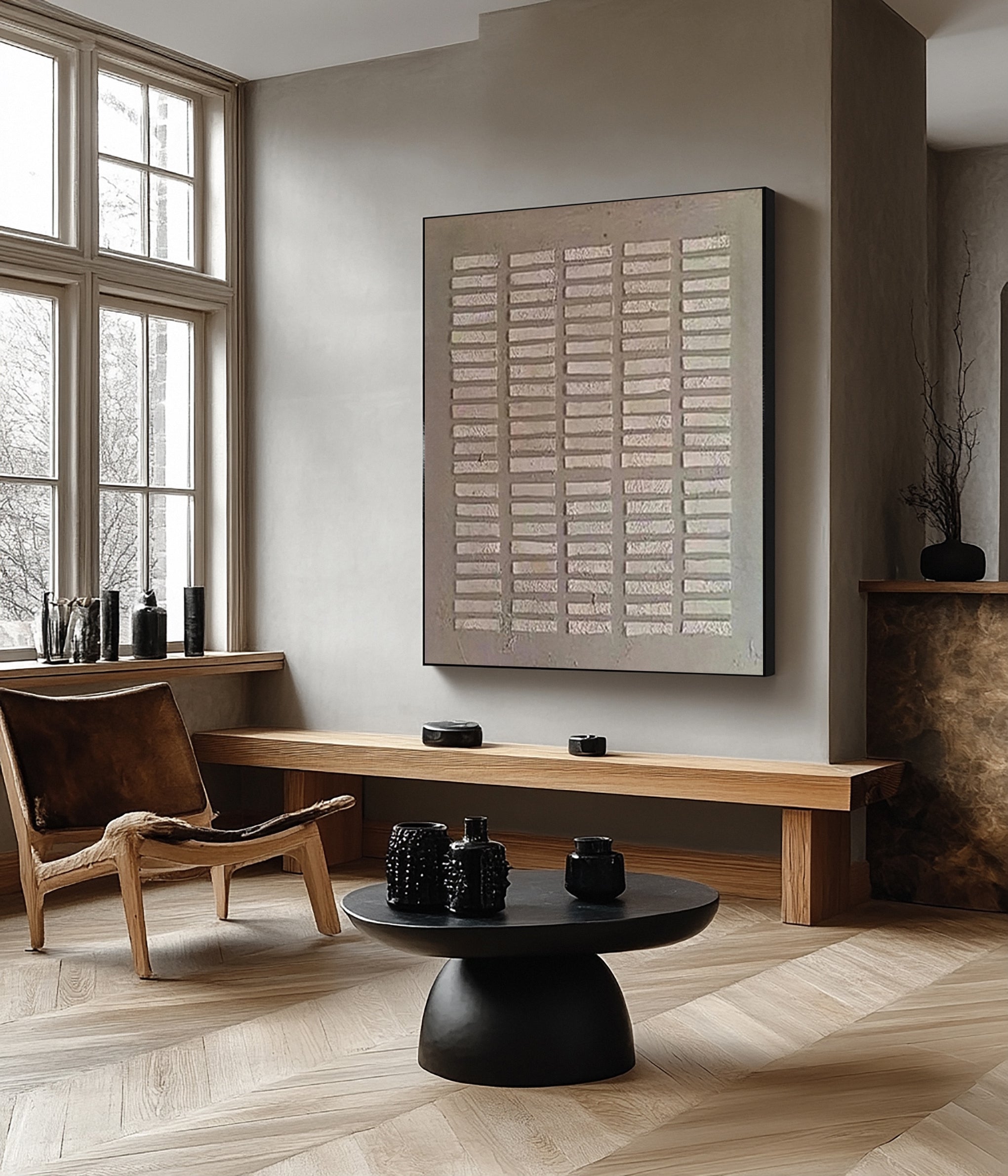 Minimalist Art with Horizontal Bands of Textured Rectangles #BGA 221