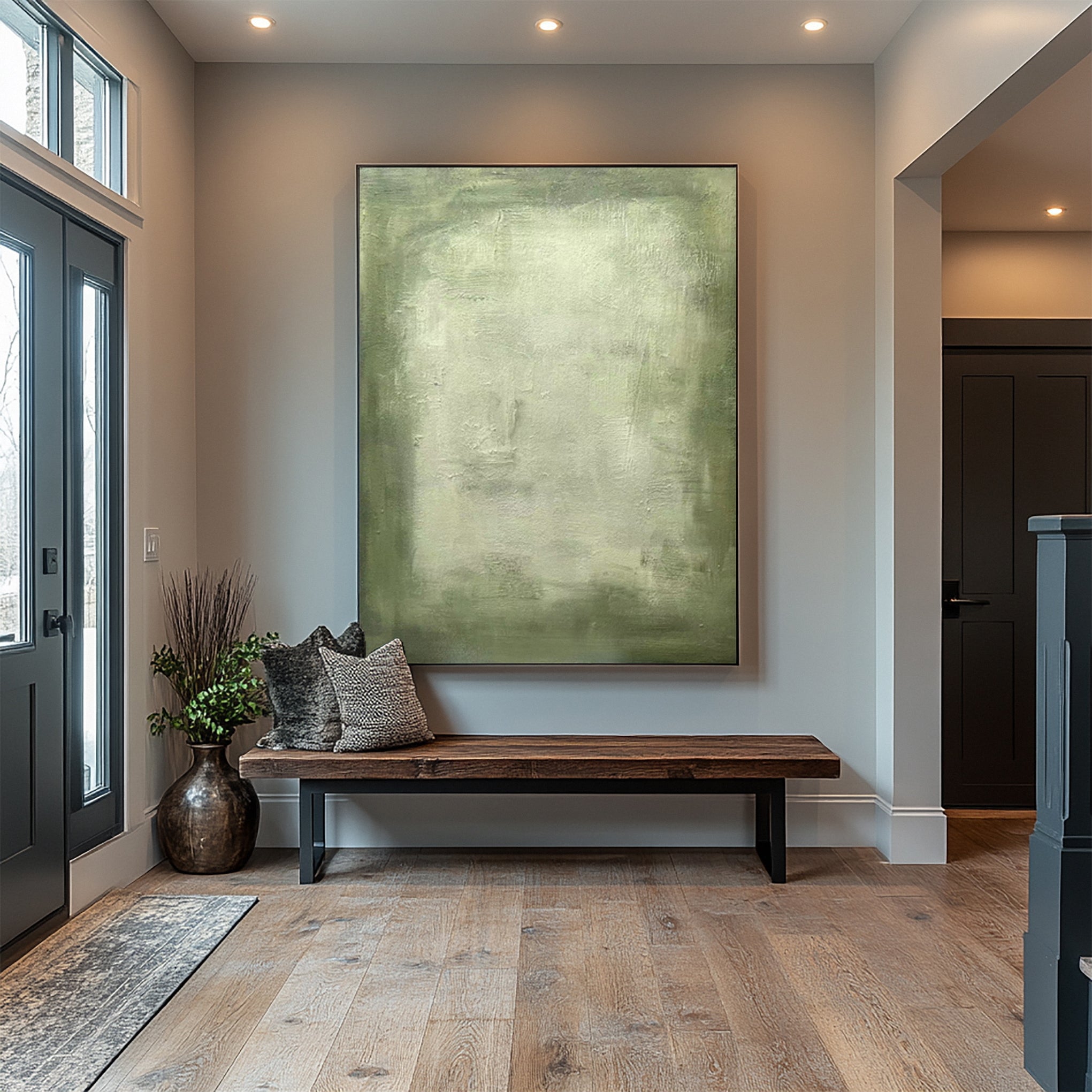 Contemporary Canvas with Green Tones and Tactile Surface #BGA 261