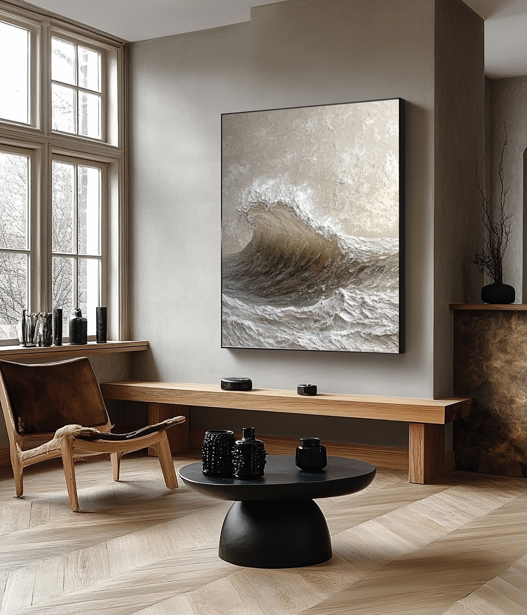 Dynamic Textured Ocean Wave Art Capturing Oceanic Power #BGA 243