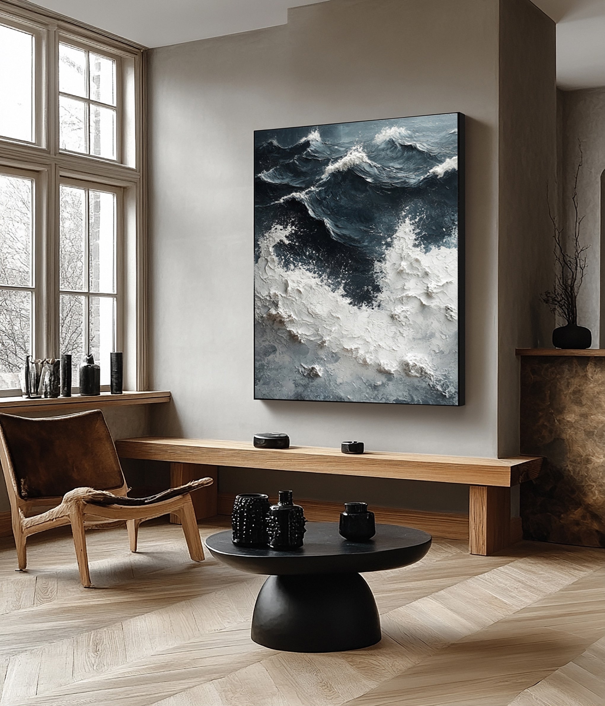 Modern Abstract Wave with Heavy Texture and Dramatic Sky #BGA 263