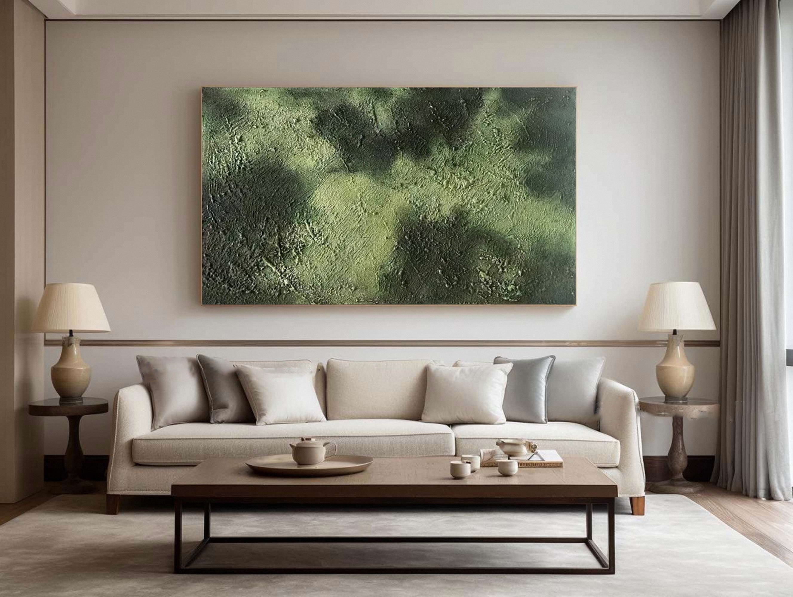 Green Abstract Ocean Wave Relief with Bold Tactile Surface #BGA 268