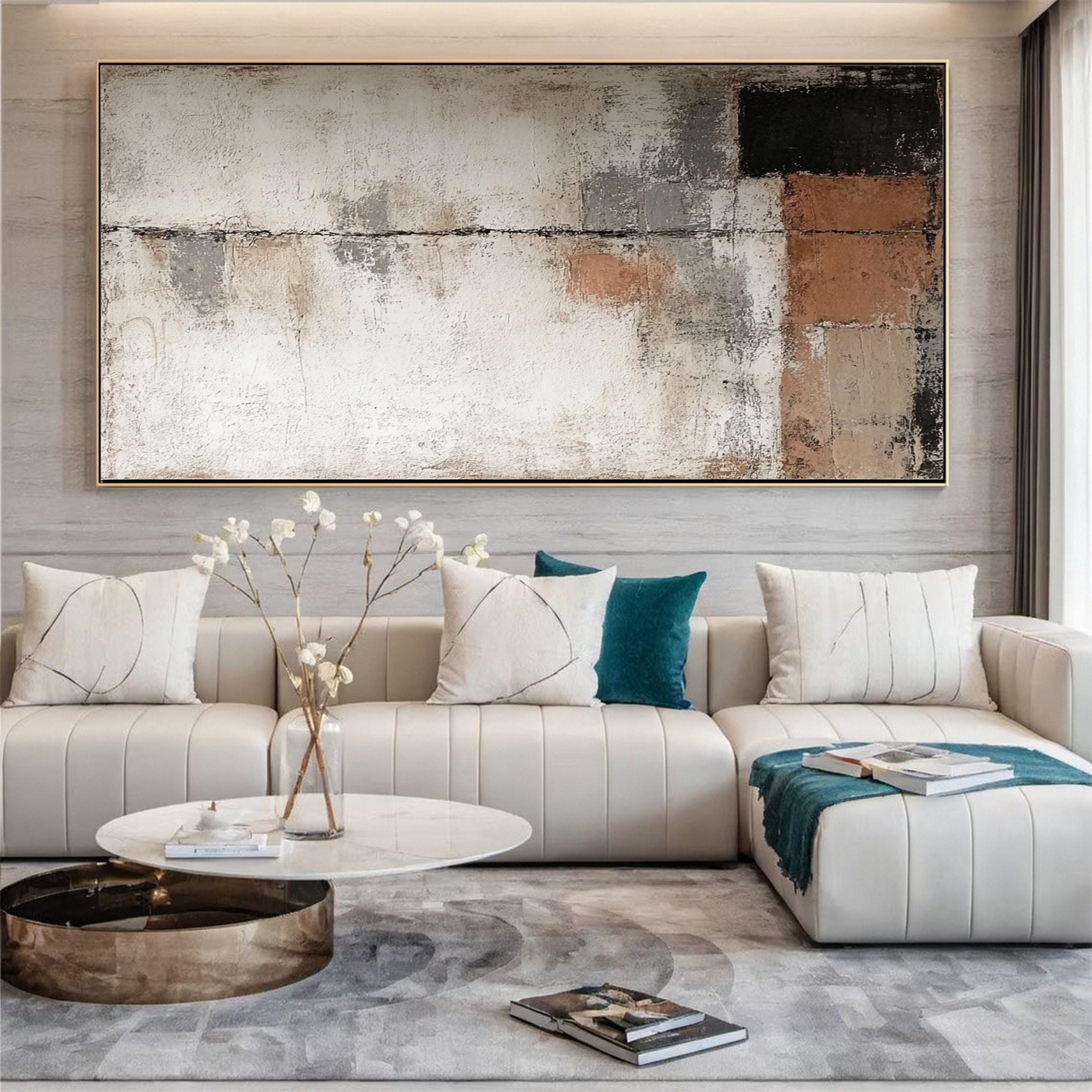 Rustic Harmony Large Abstract Earth Tones Painting #BBA 042