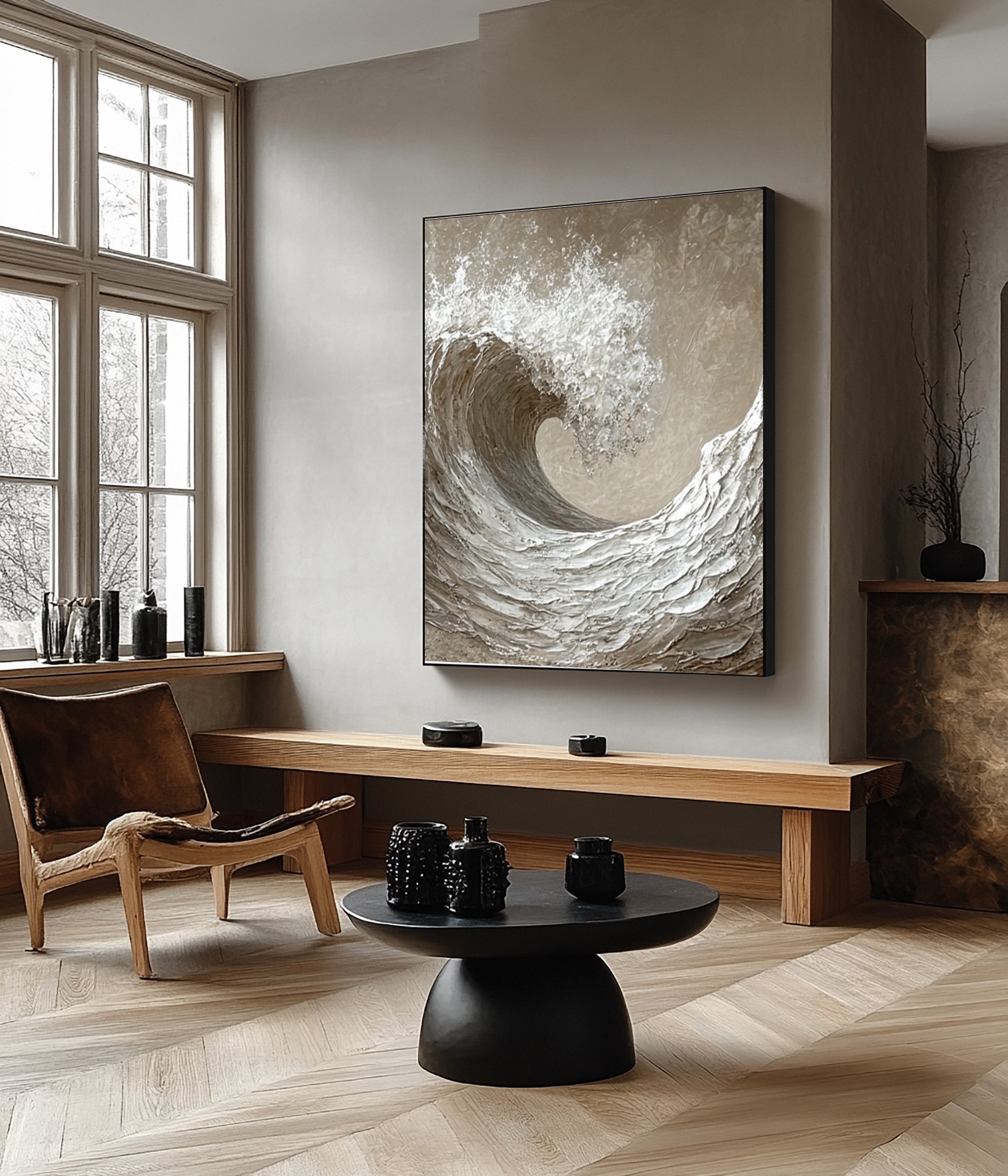 Sculpted Fury: Abstract Wave with Tactile Depth #BGA 242