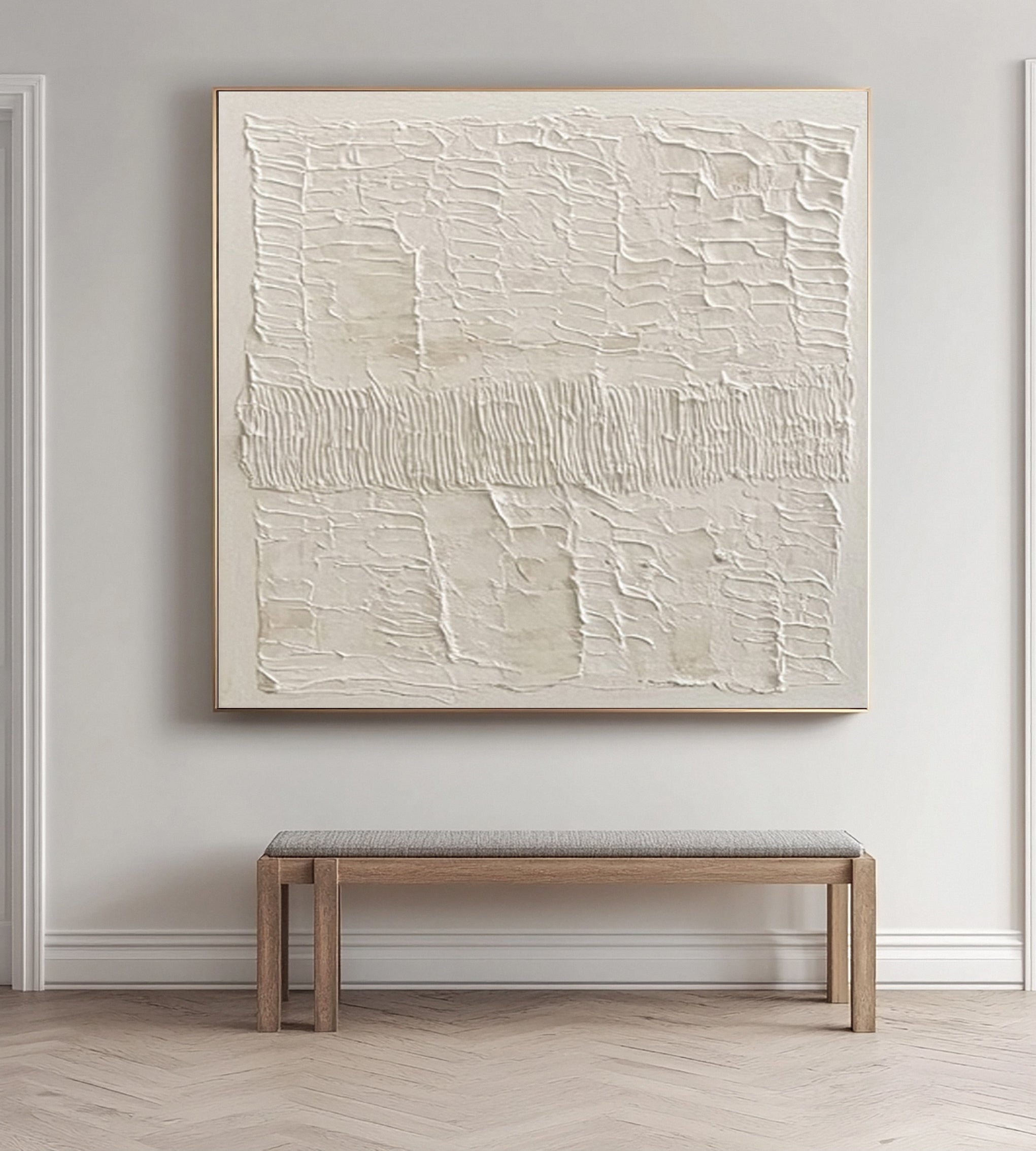 Minimalist Neutral Art with Varied Horizontal Tactile Bands #BGA 236