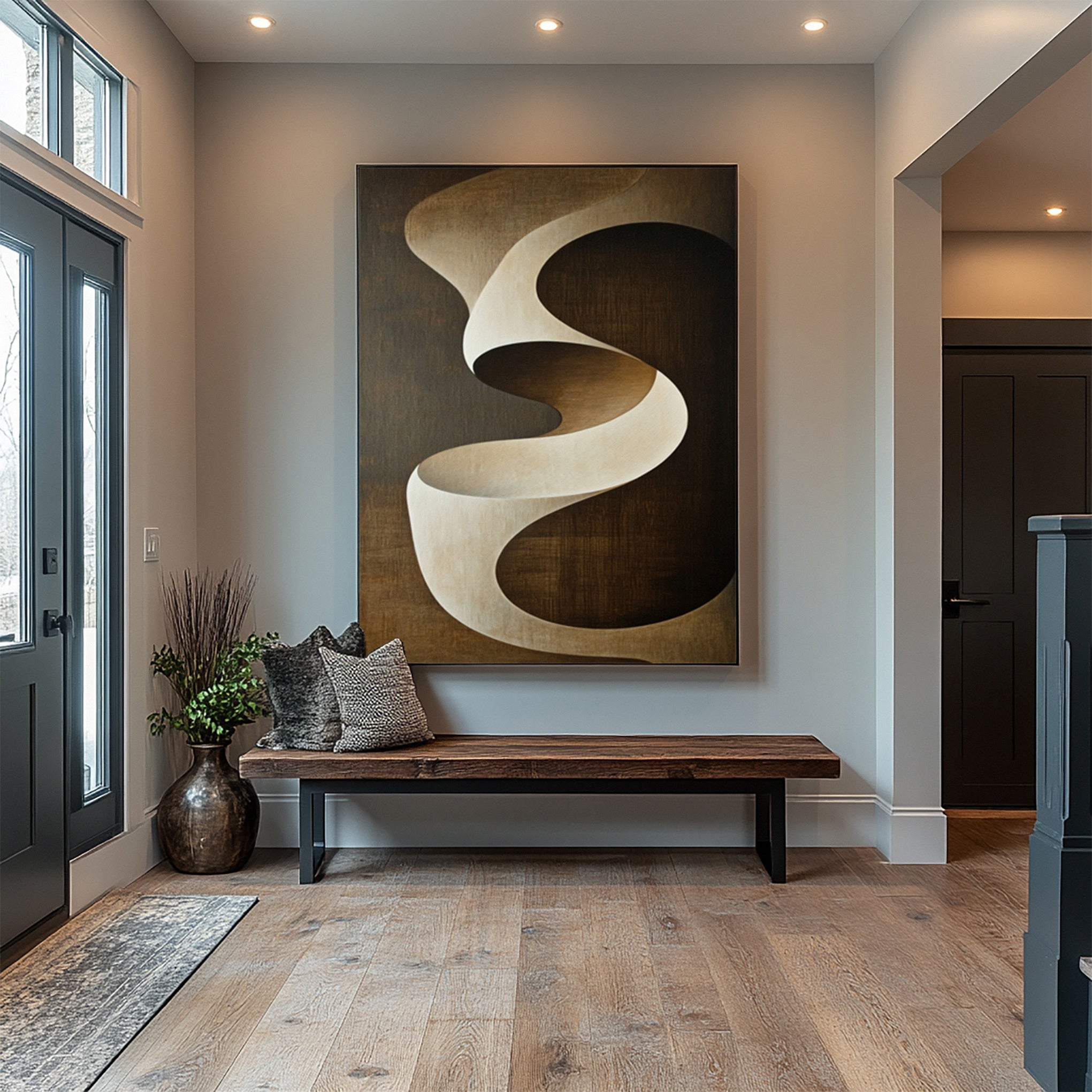 Ascending Curve: Dynamic Abstract in Earthy Tones #BGA 212