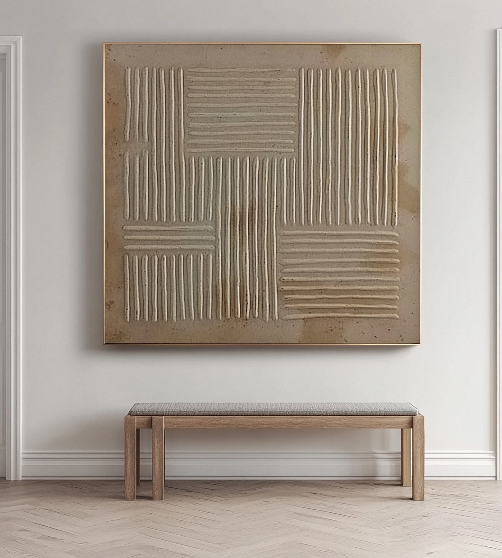 Wabi Sabi Minimalist Art with Subtle Linear Textural Contrast #BGA 225
