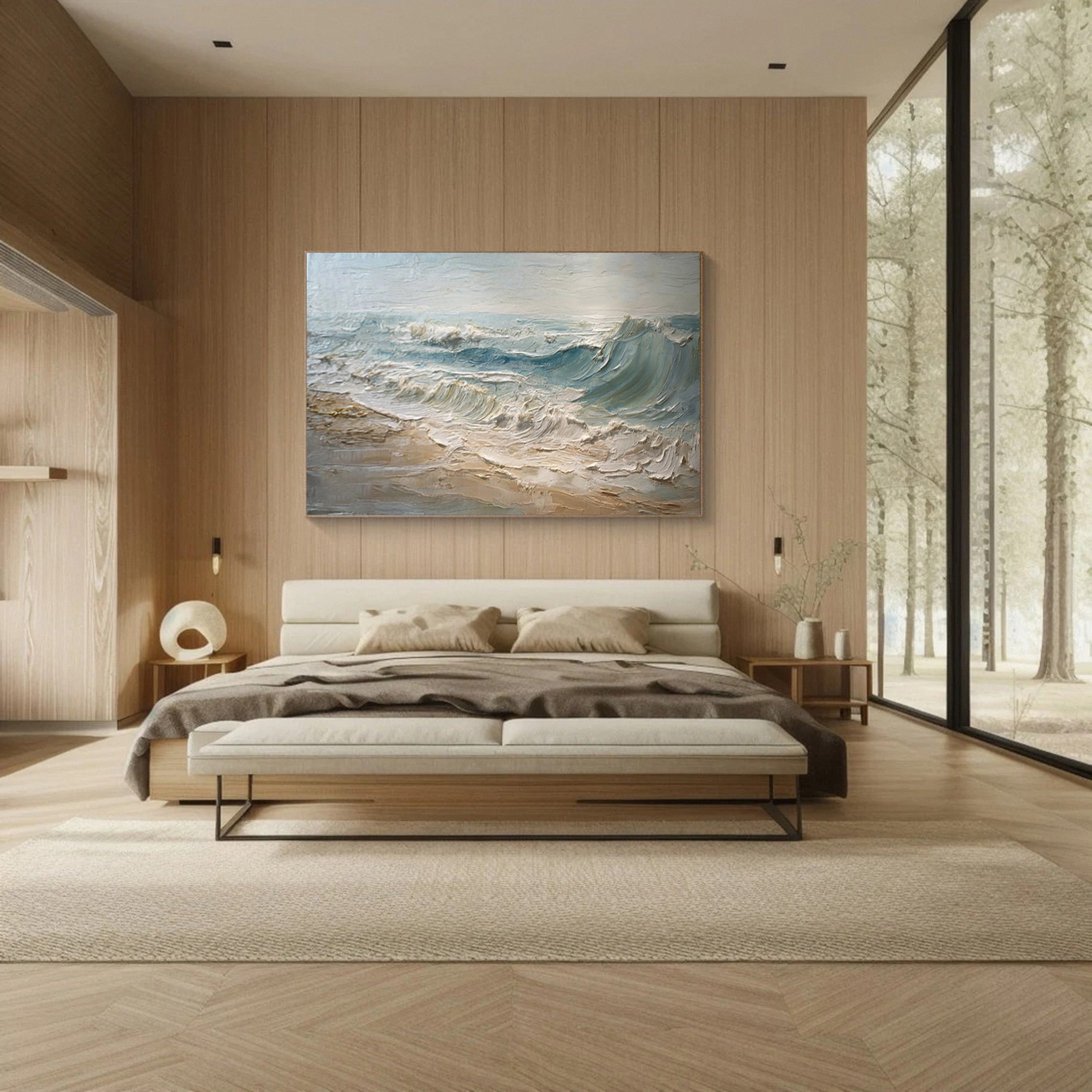 Contemporary Ocean Art Impasto Waves Wall Decor #WG 039