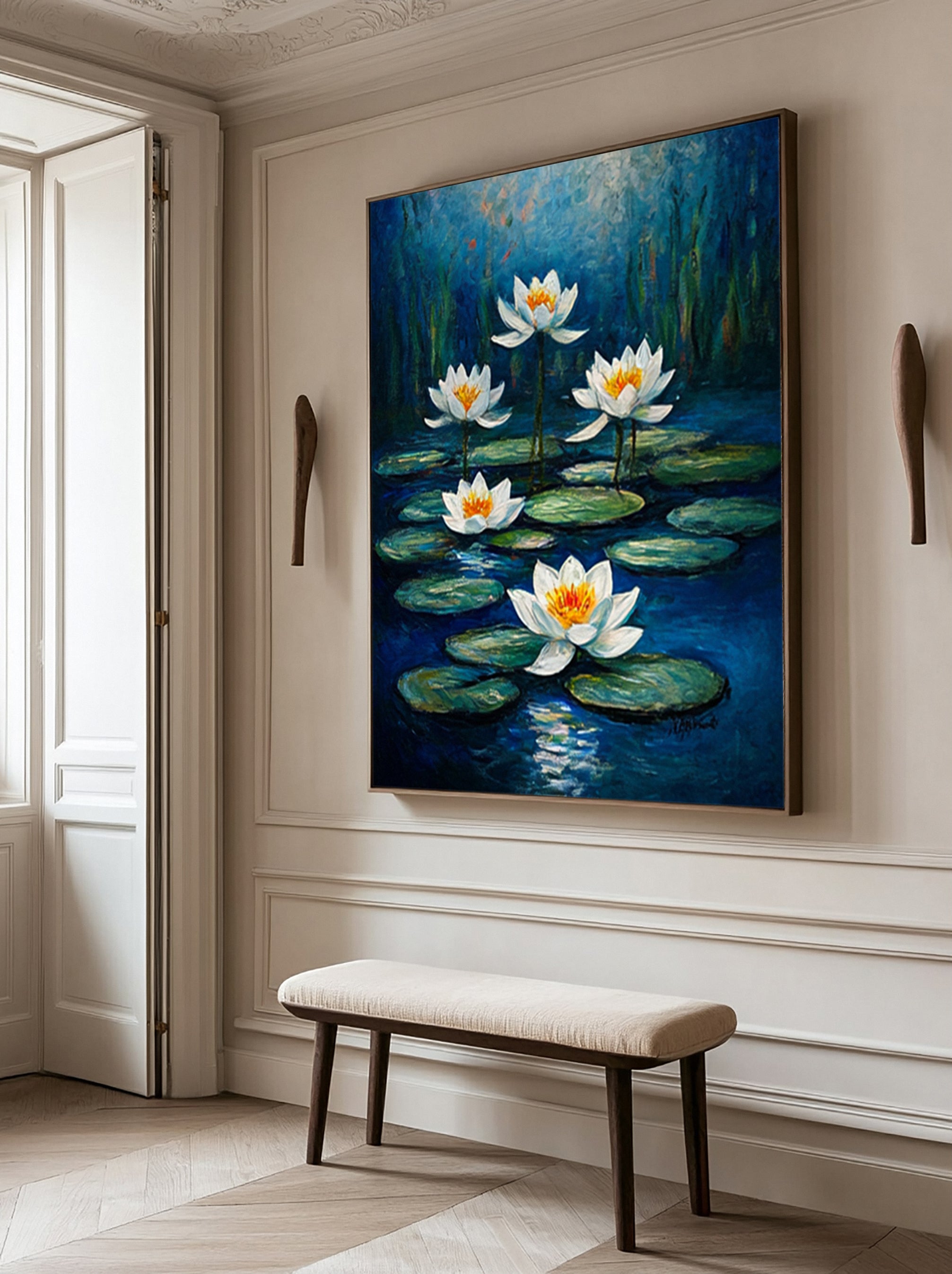 Contemporary Artwork Capturing the Tranquility of a Night Pond #BGA 278