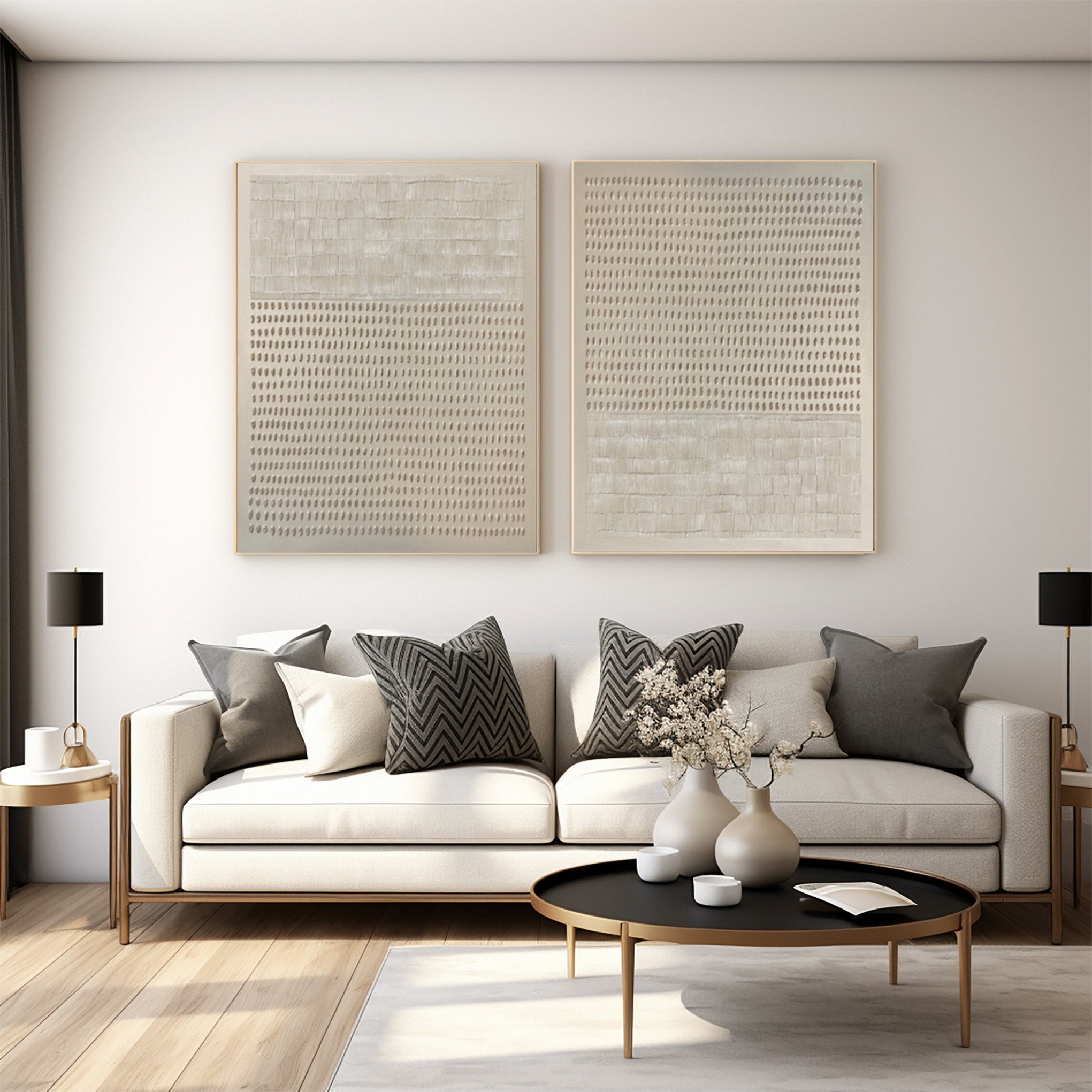 Minimalist Set Of 2 with Textured Patterns for Modern Home #BGA 209