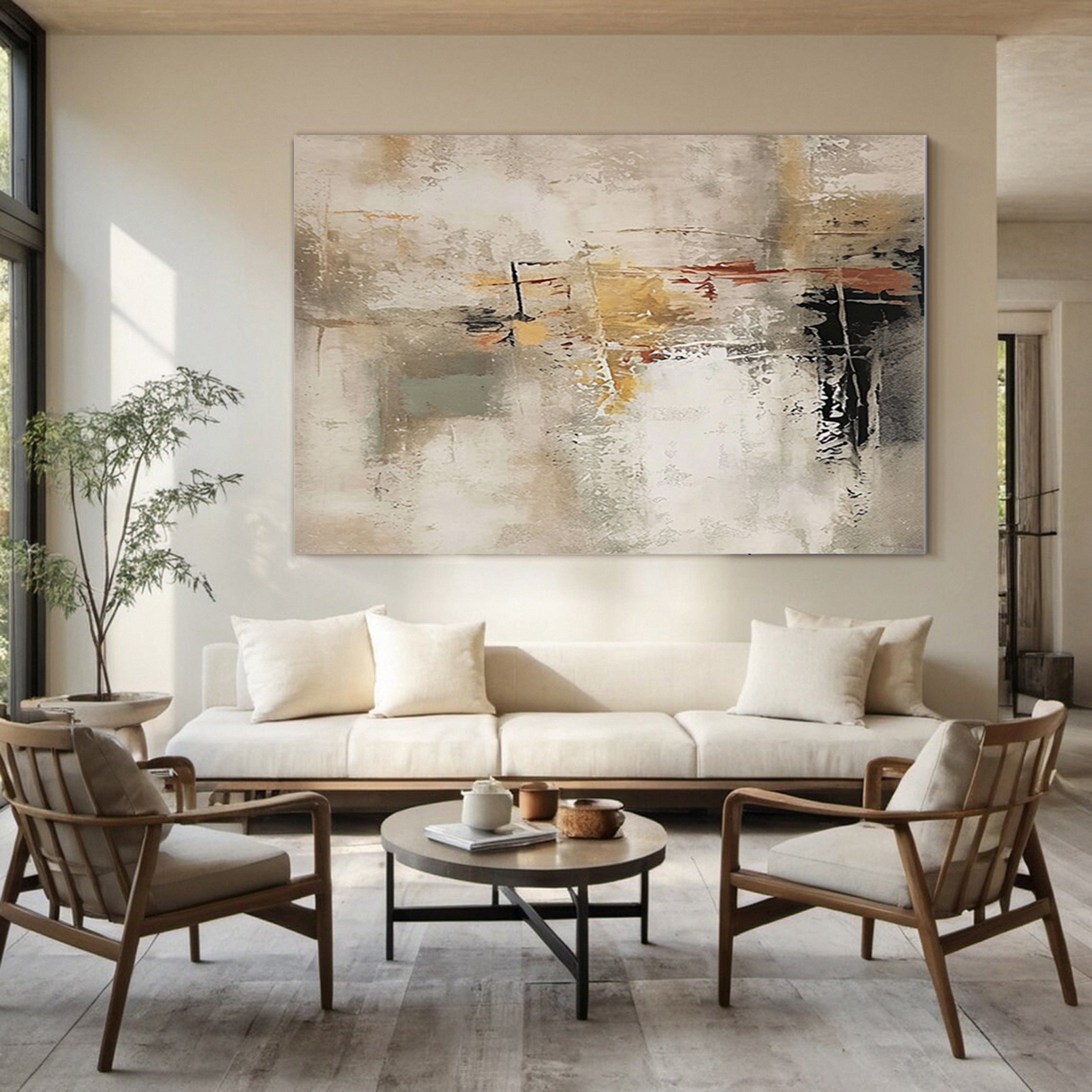 Large Abstract Canvas with Deep Texture and Muted Hues #BGA 218