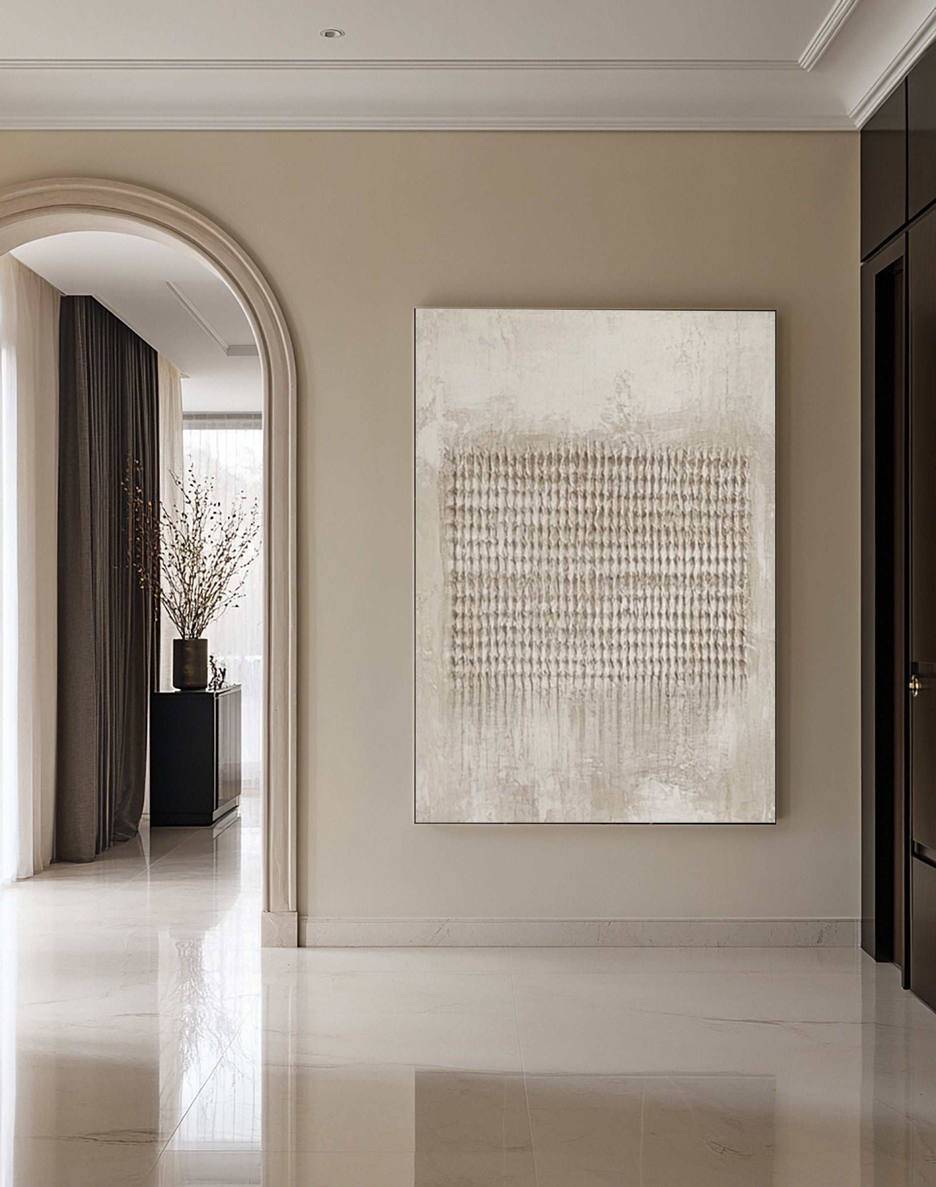 Minimalist Neutral Art with Uniform Vertical Tactile Rows #BGA 239