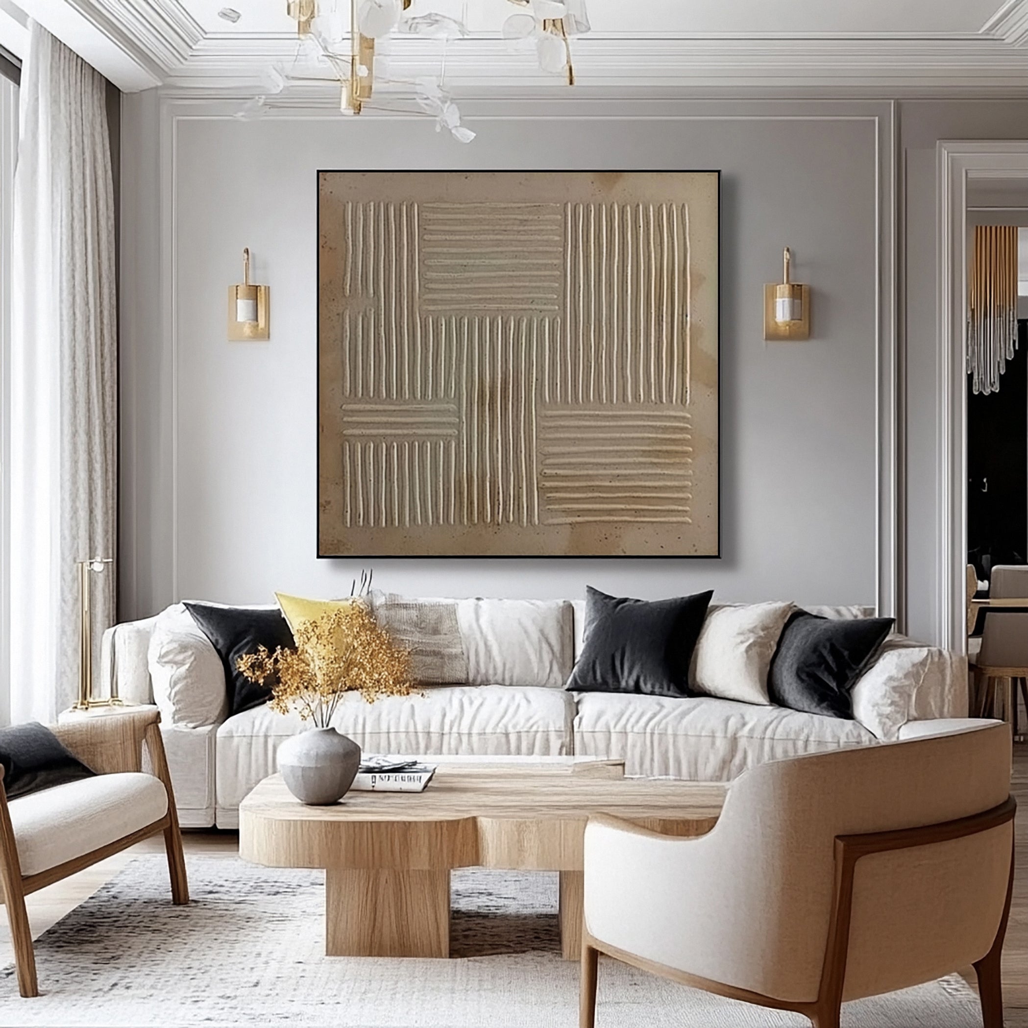 Wabi Sabi Minimalist Art with Subtle Linear Textural Contrast #BGA 225