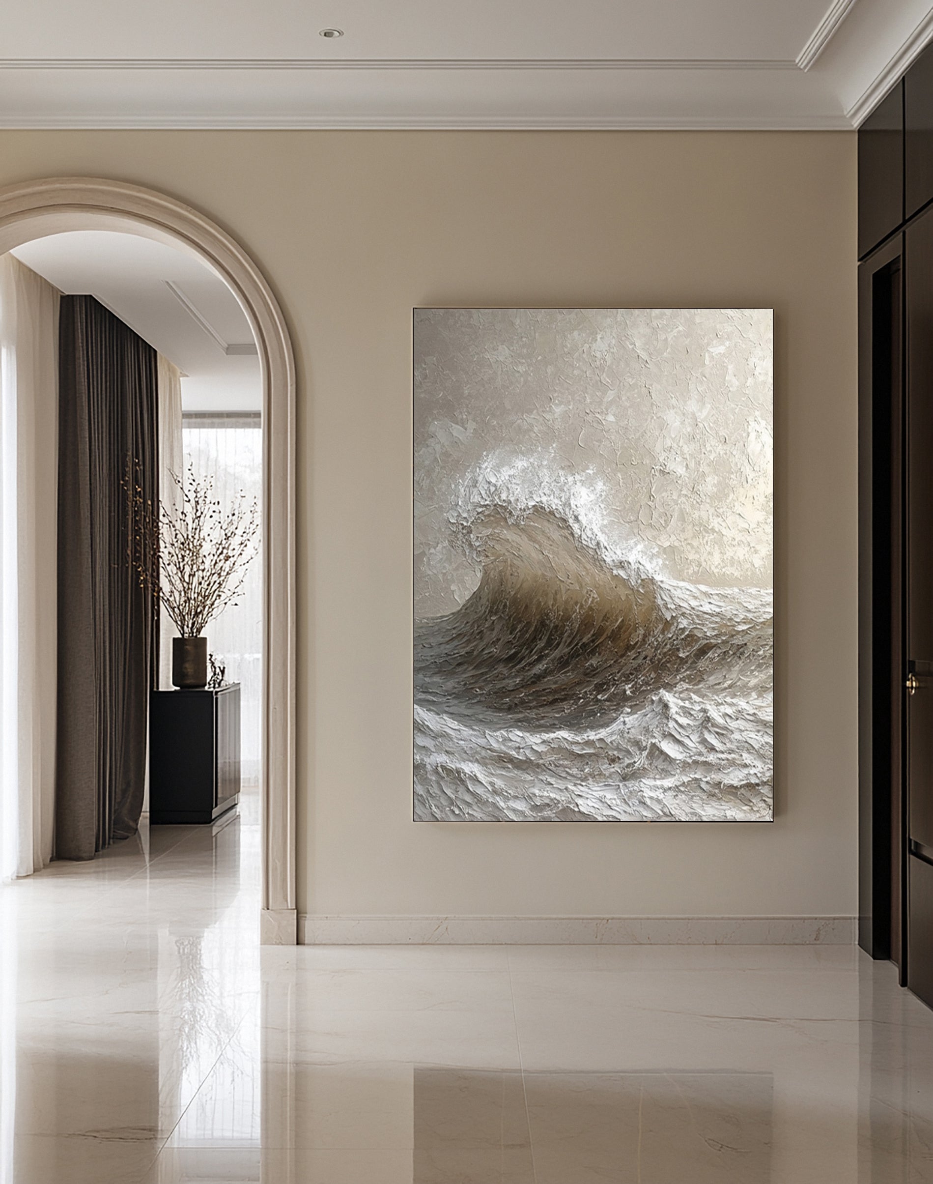 Dynamic Textured Ocean Wave Art Capturing Oceanic Power #BGA 243