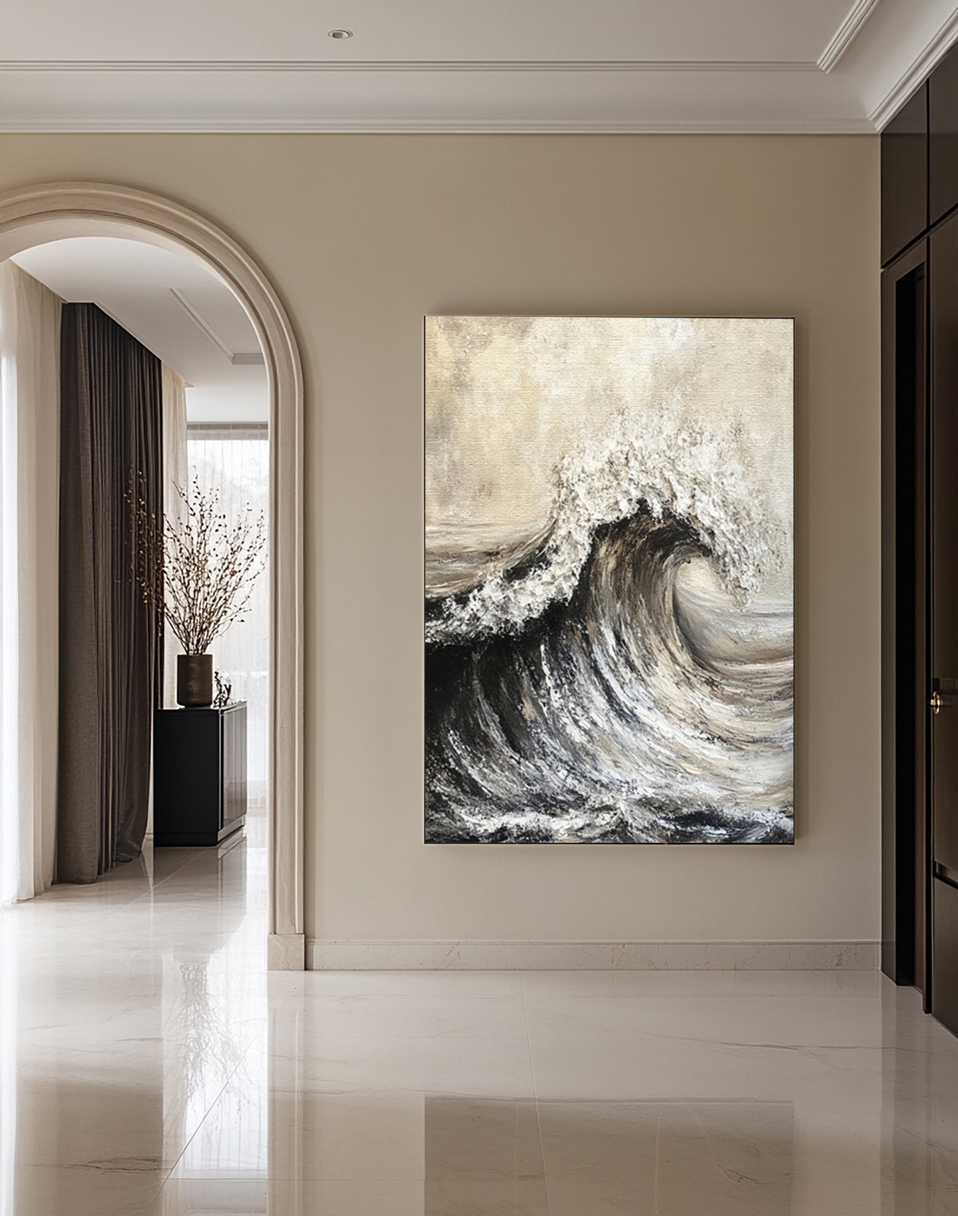 Brown Abstract Ocean Wave Relief with Bold Tactile Surface #BGA 265