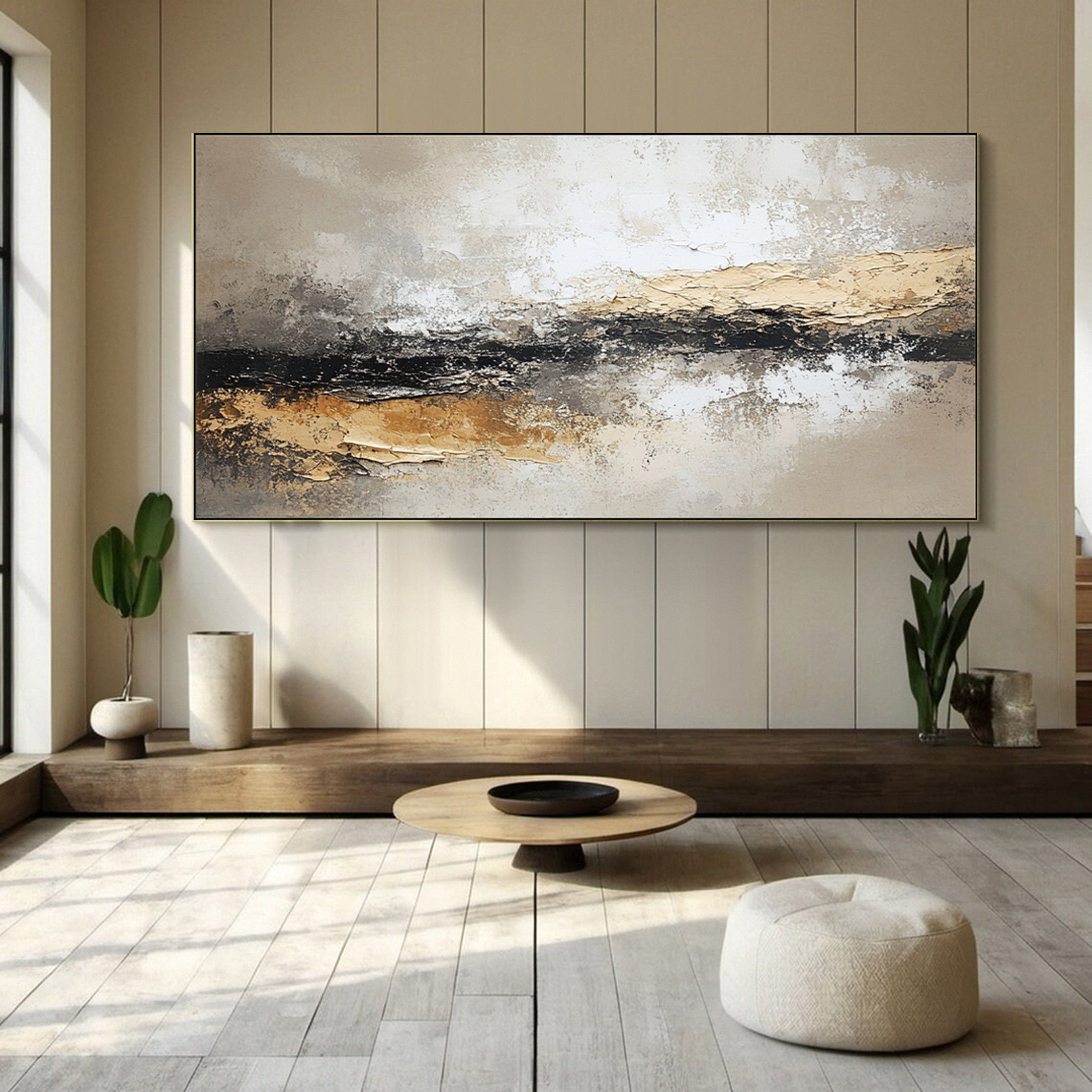 Rustic Harmony Large Abstract Earth Tones Painting #BBA 043