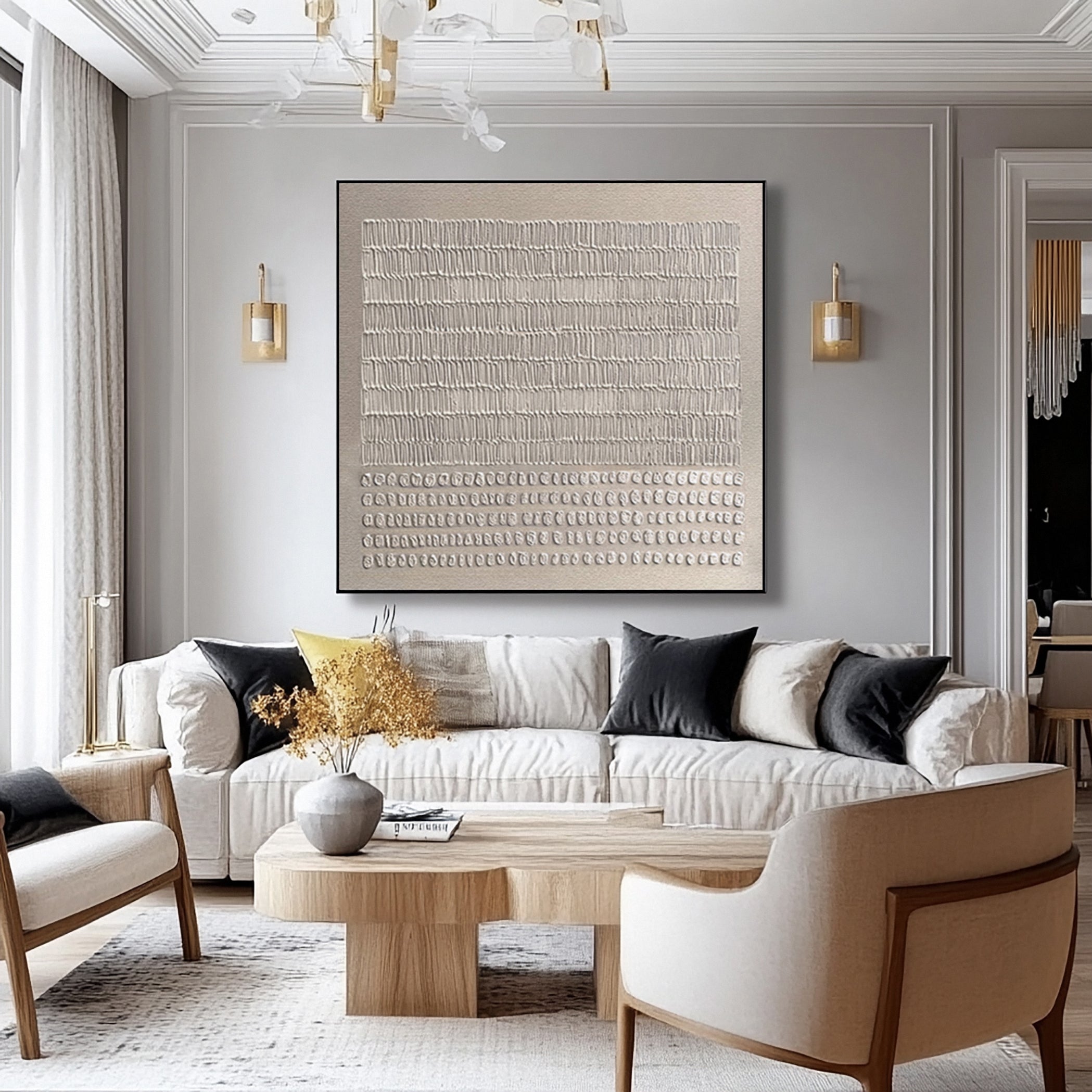 Abstract Neutral Composition with Organic Vertical Textures #BGA 222