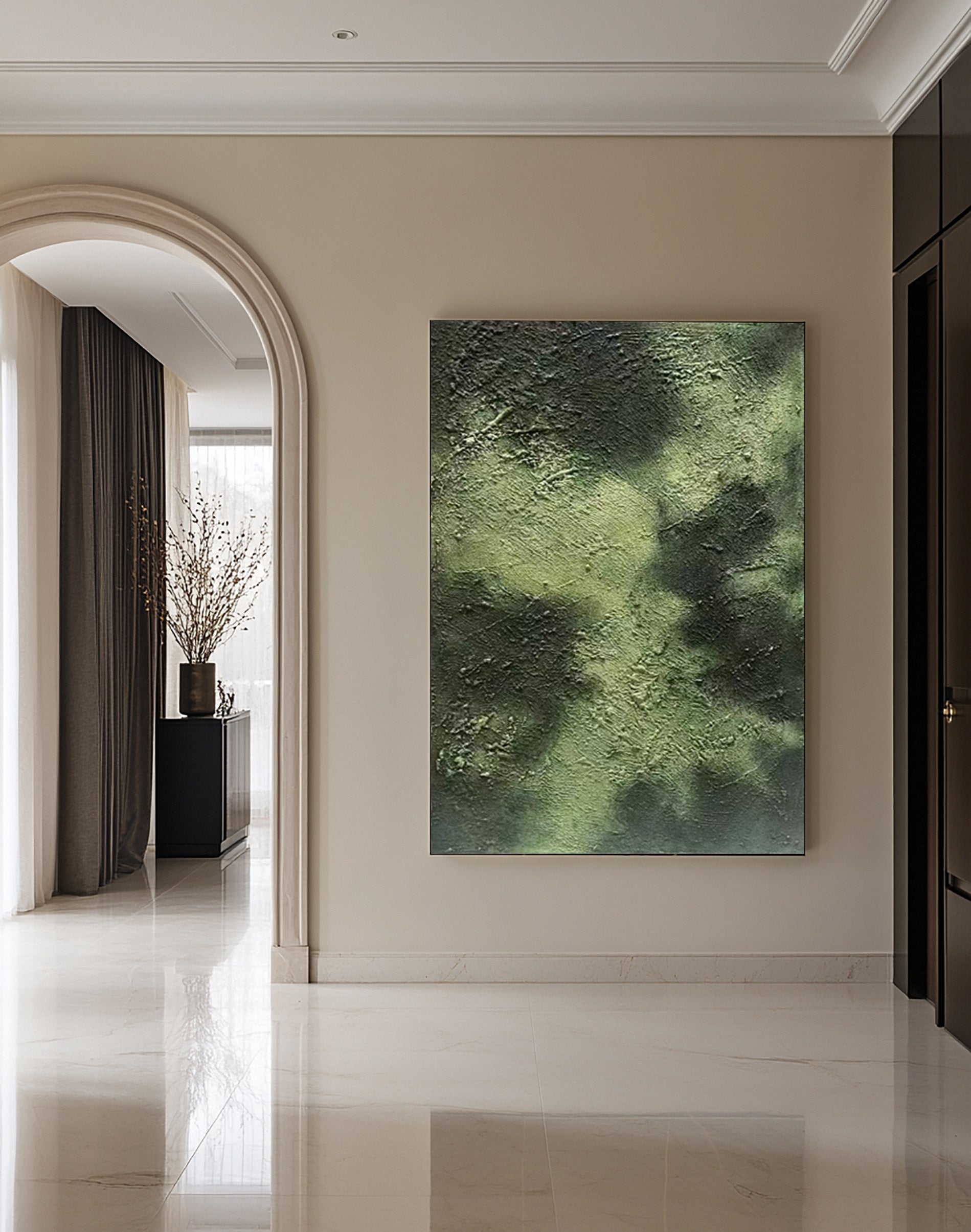 Modern Abstract Art with Deep Texture and Varied Green Hues #BGA 269