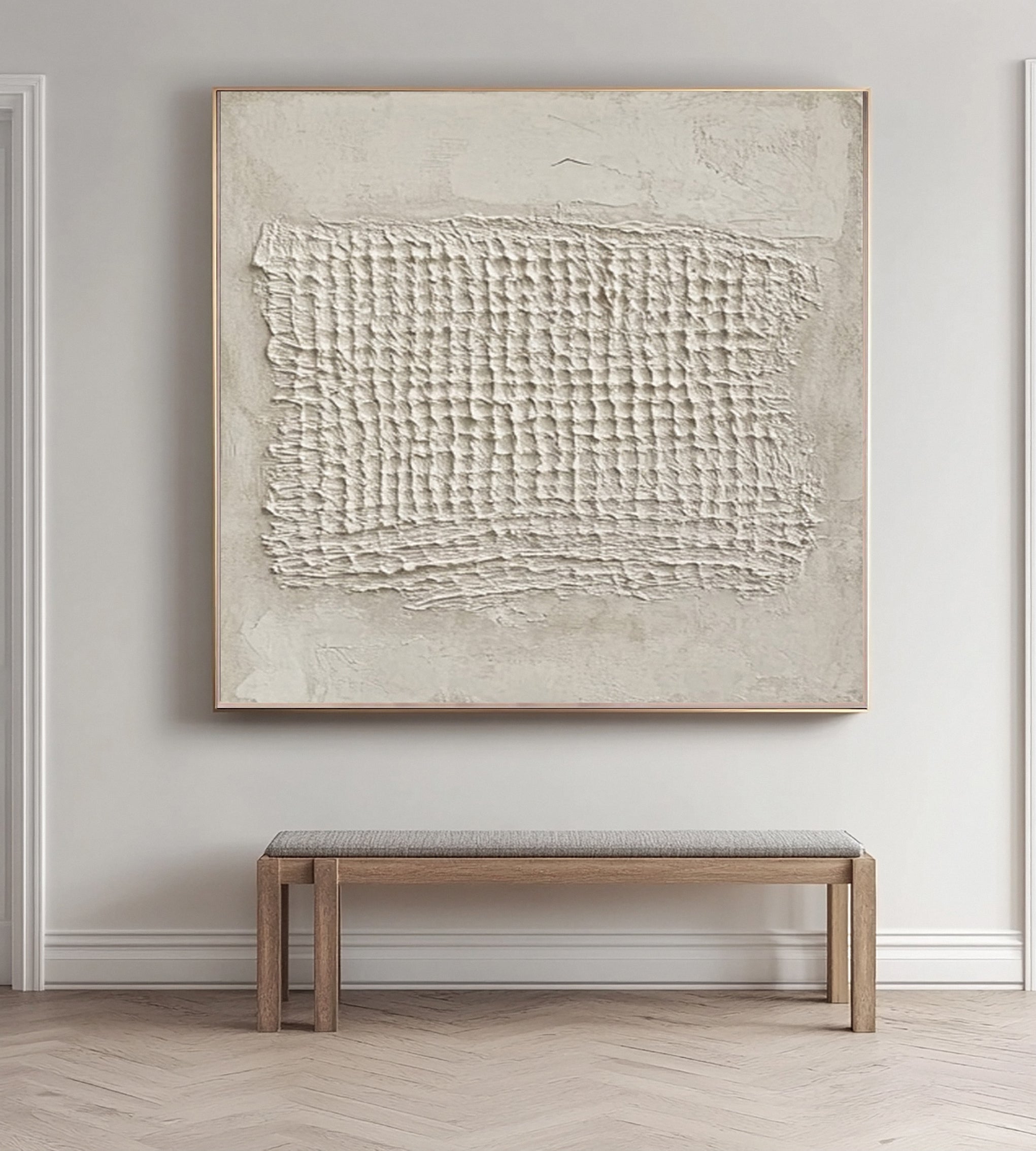 Contemporary Neutral Painting with Organic Textured Center #BGA 233