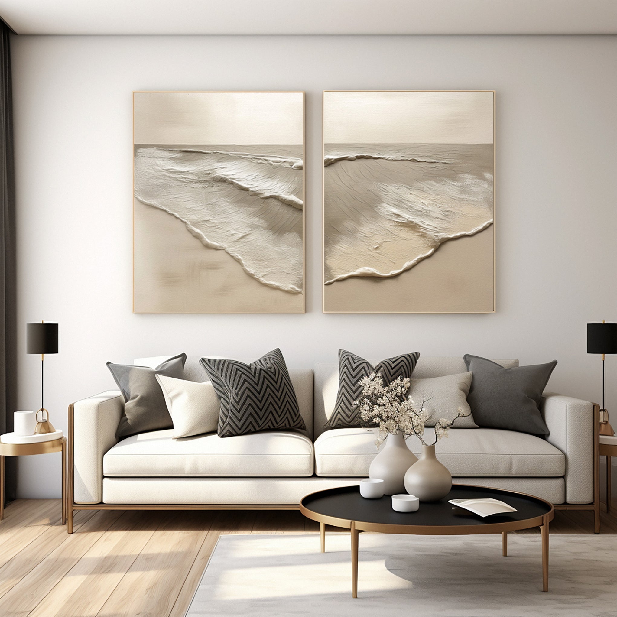 Abstract Beach Pair with Naturally Textured Muted Tones #BGA 220