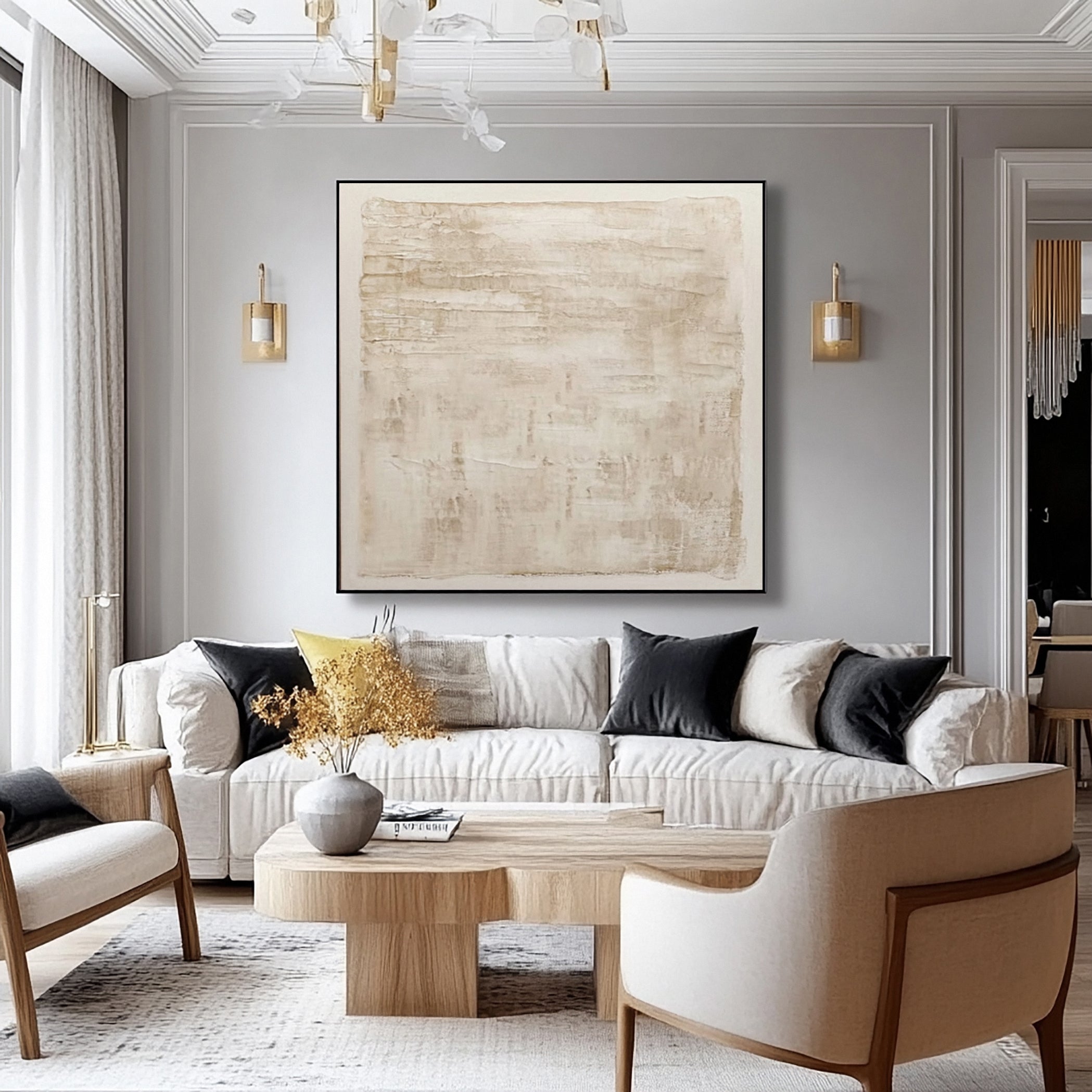 Modern Abstract Canvas with Textured Horizontal Variations #BGA 234