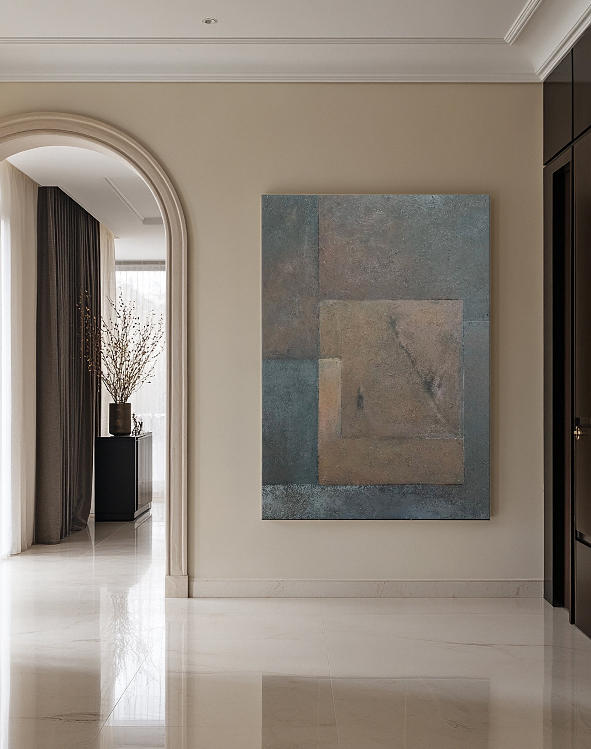 Minimalist Abstract with Geometric Overlap in Earthy Tones #BGA 230