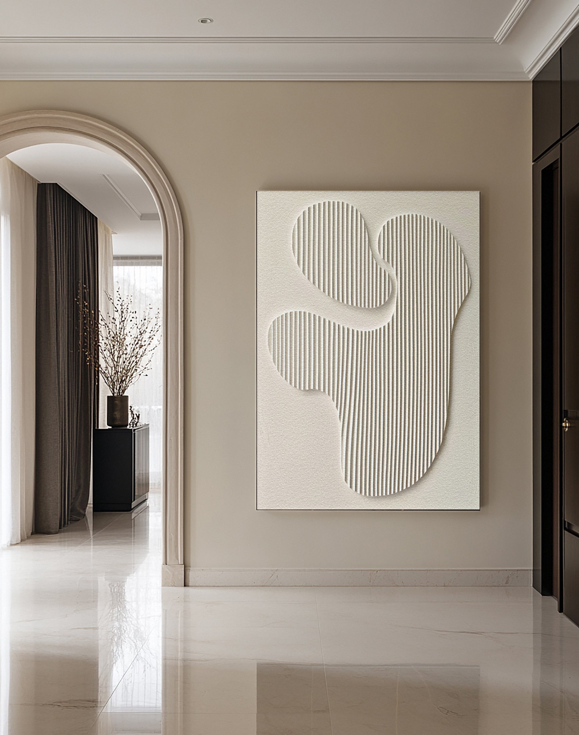 Minimalist Art with Textured Organic Forms and Vertical Lines #BGA 244