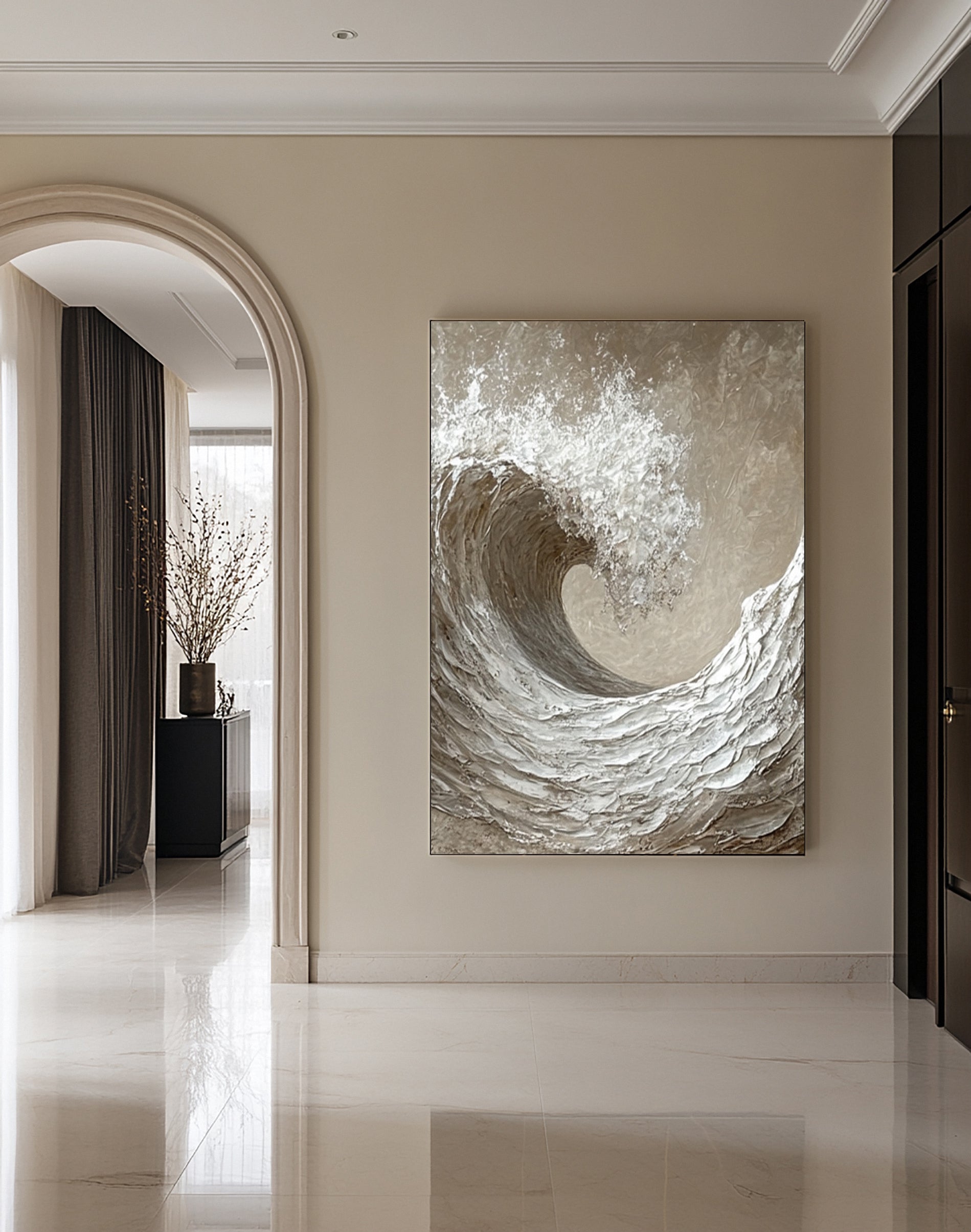 Sculpted Fury: Abstract Wave with Tactile Depth #BGA 242