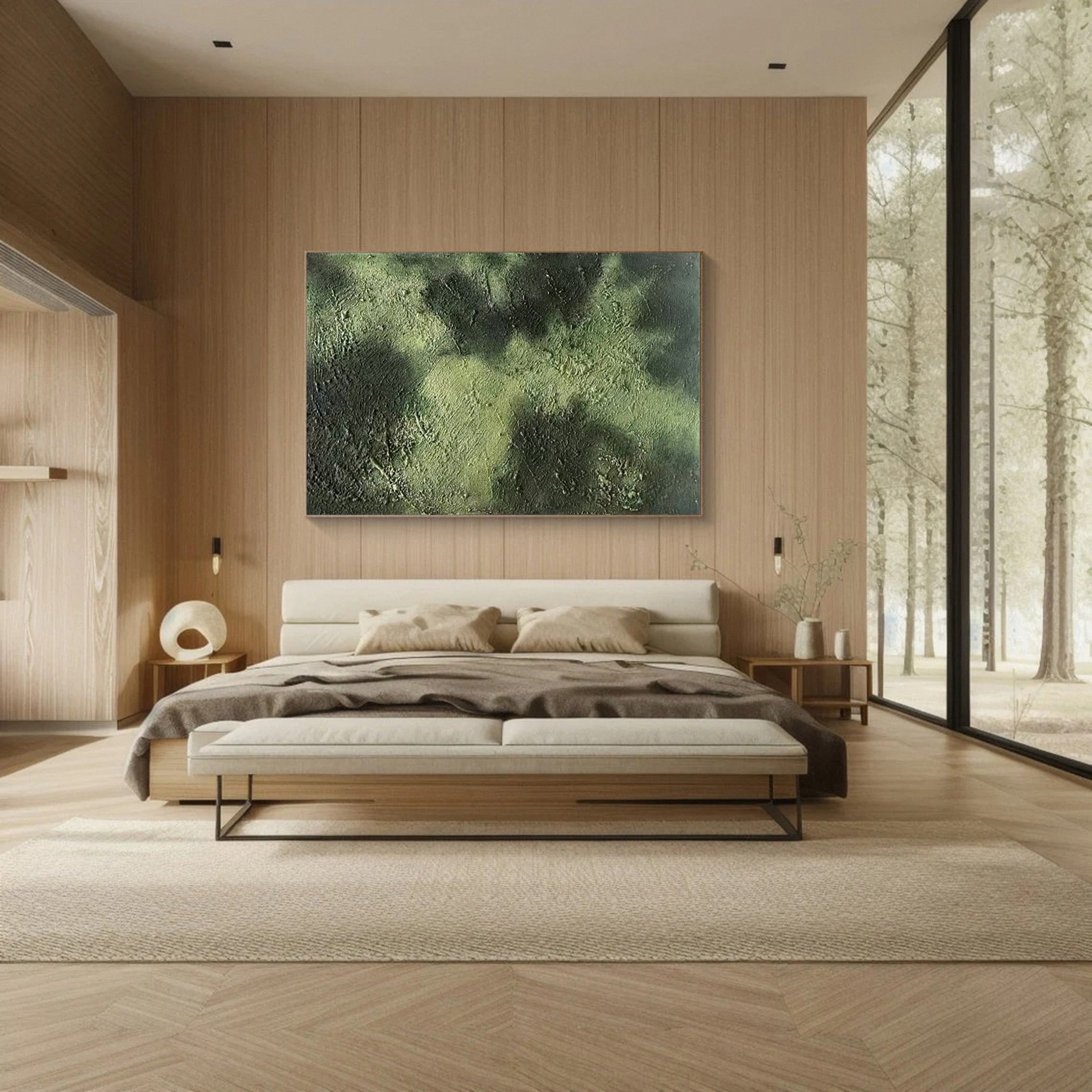 Green Abstract Ocean Wave Relief with Bold Tactile Surface #BGA 268