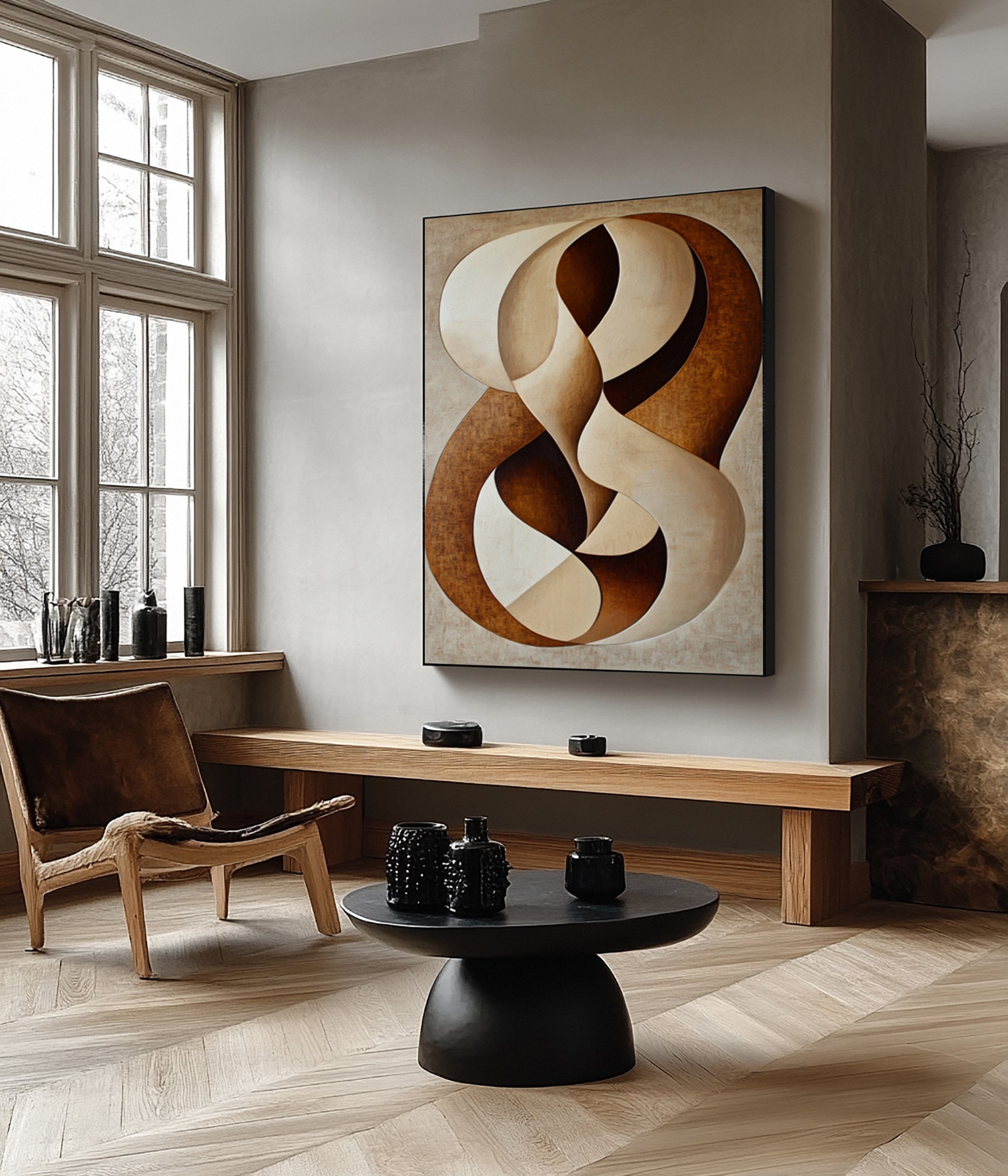Quiet Embrace: Minimalist Abstract with Gentle Swirling Forms #BGA 211