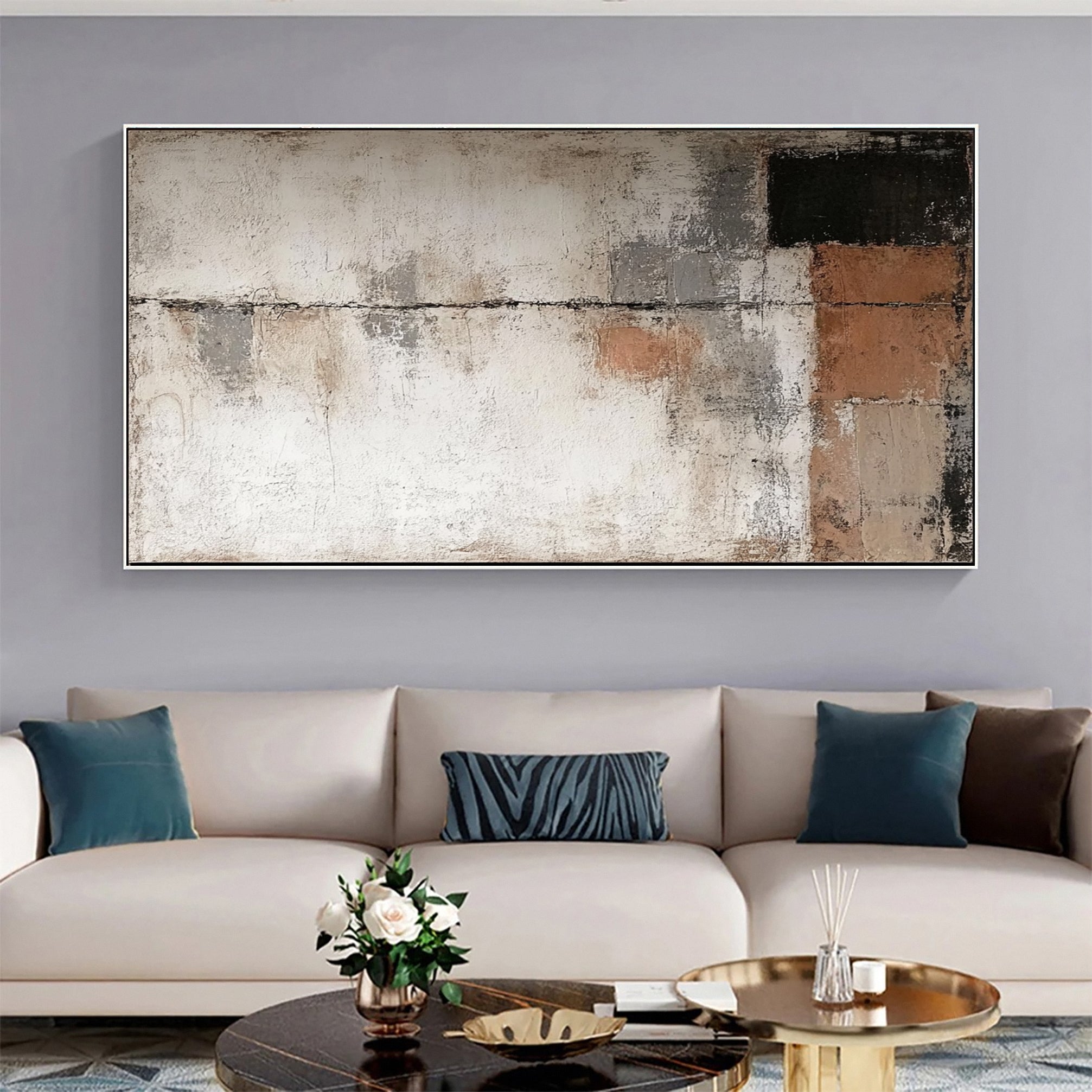 Rustic Harmony Large Abstract Earth Tones Painting #BBA 042