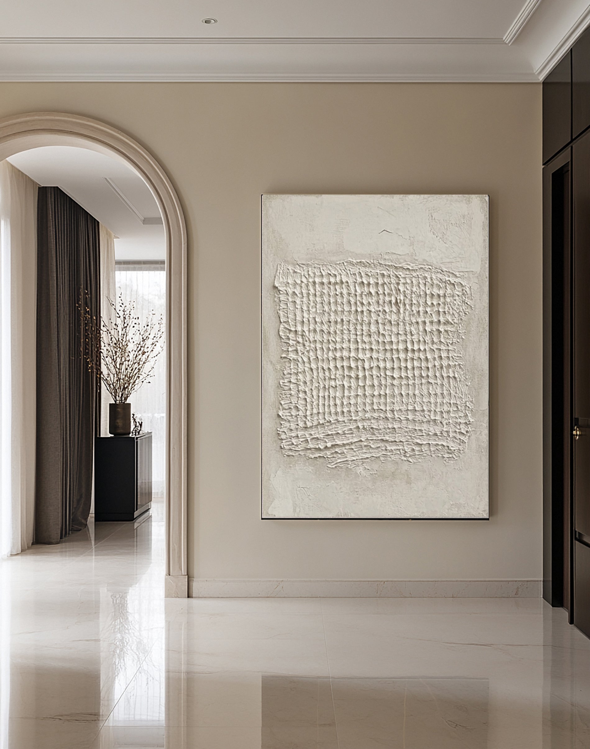 Contemporary Neutral Painting with Tactile Woven Center #BGA 235