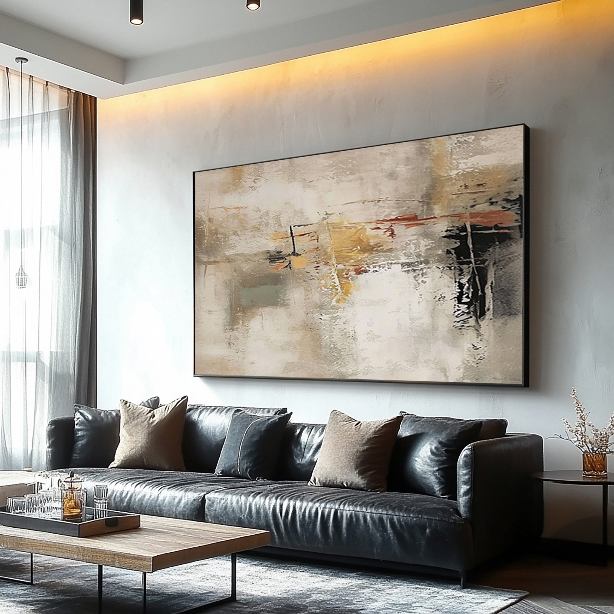 Large Abstract Canvas with Deep Texture and Muted Hues #BGA 218