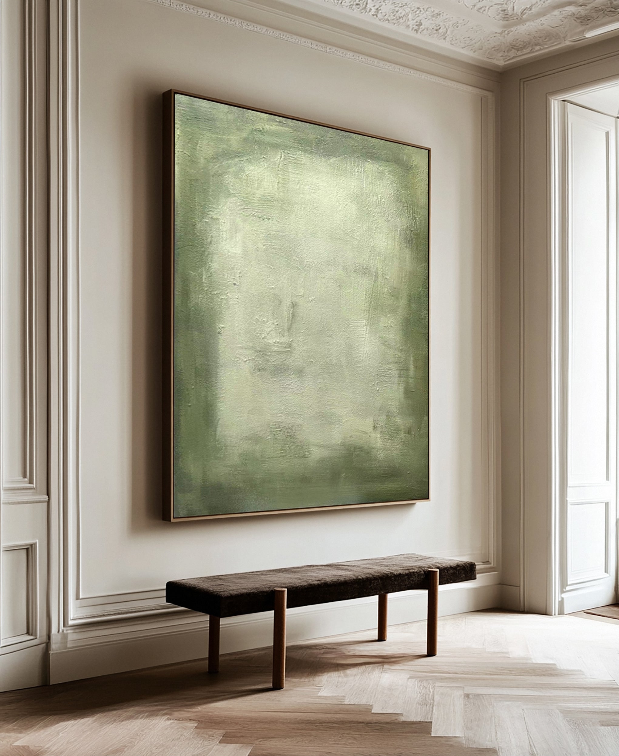 Contemporary Canvas with Green Tones and Tactile Surface #BGA 261
