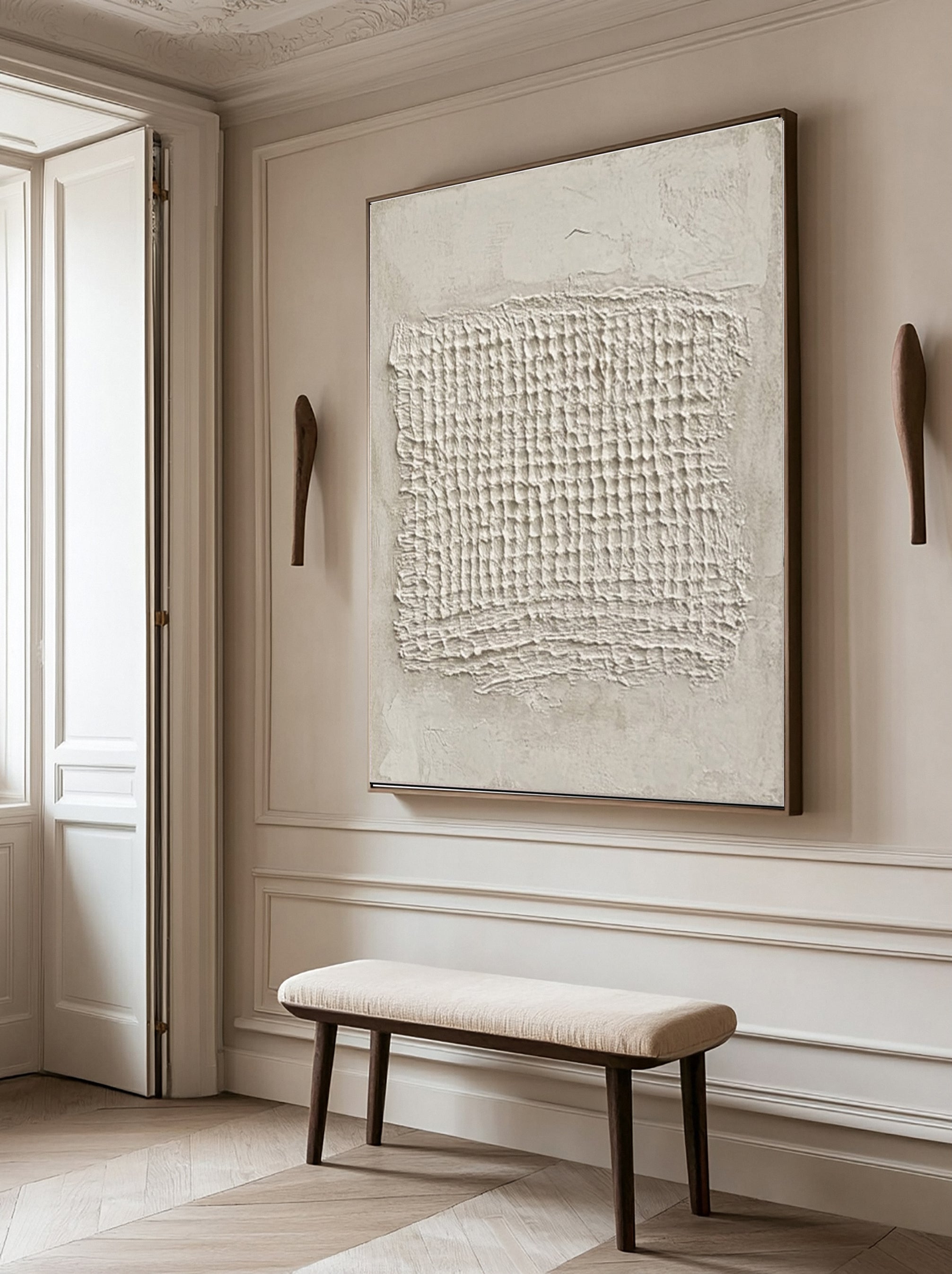 Contemporary Neutral Painting with Tactile Woven Center #BGA 235