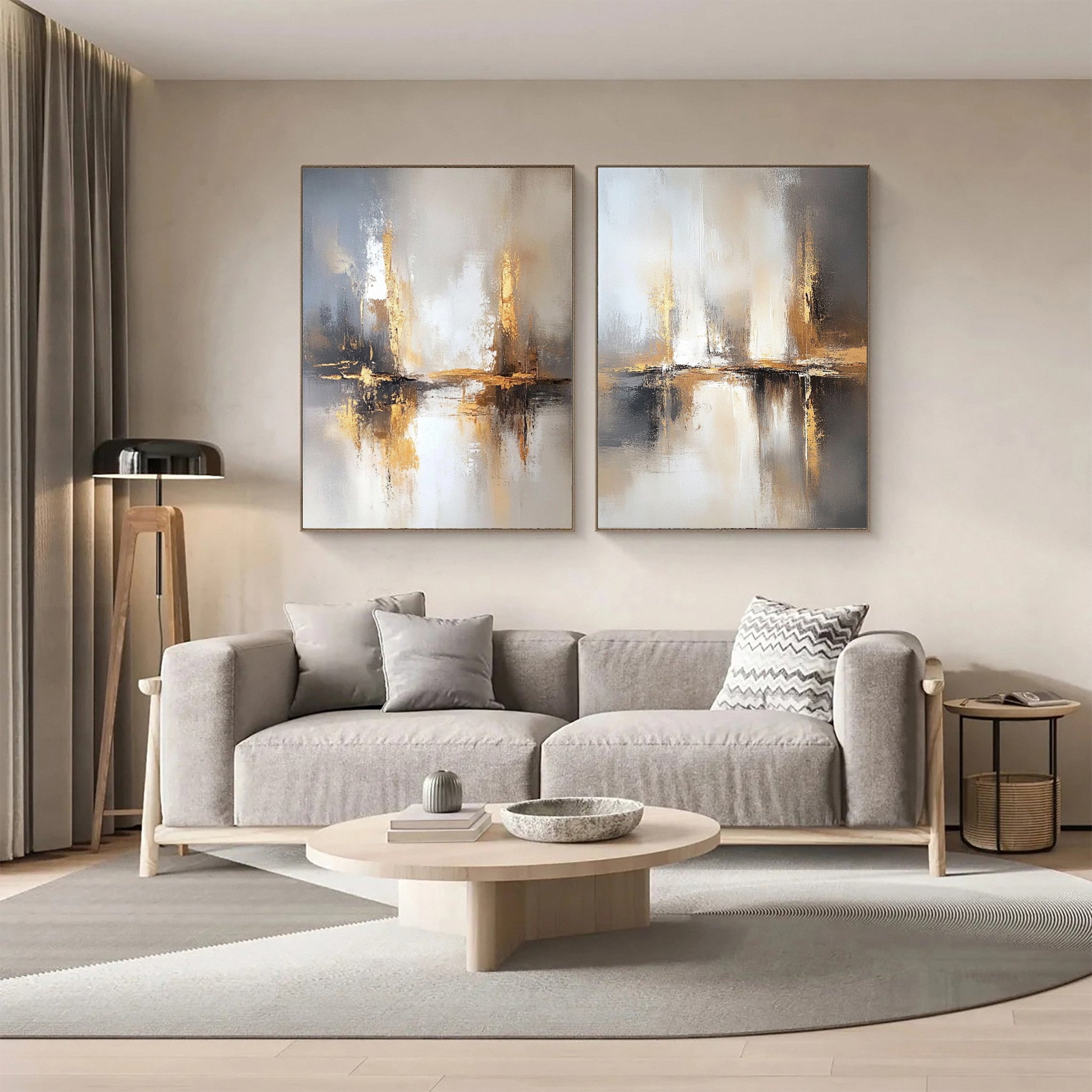 Chic Abstract Modern Artwork for Contemporary Homes Set Of 2 #BBS 014