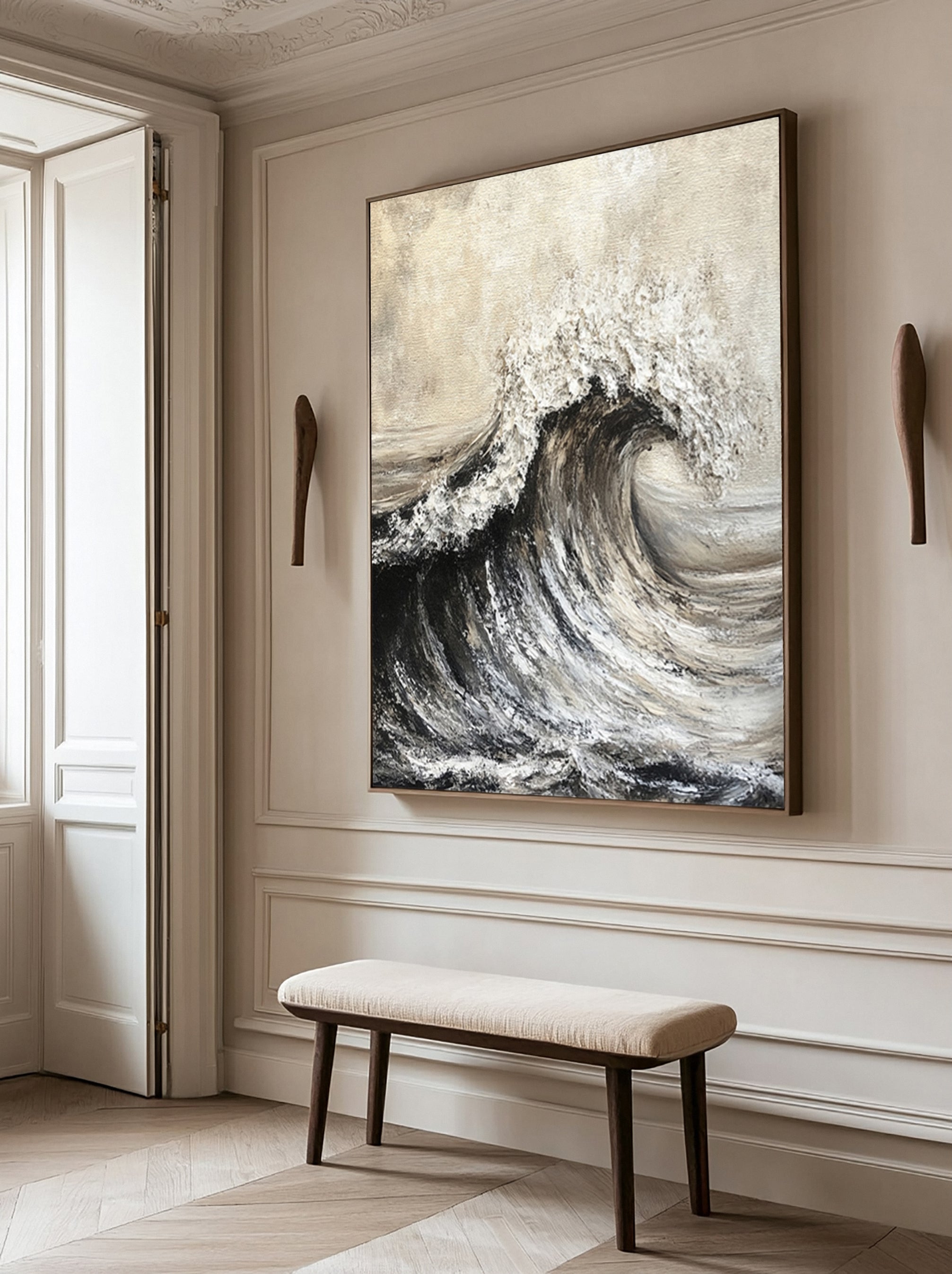 Brown Abstract Ocean Wave Relief with Bold Tactile Surface #BGA 265