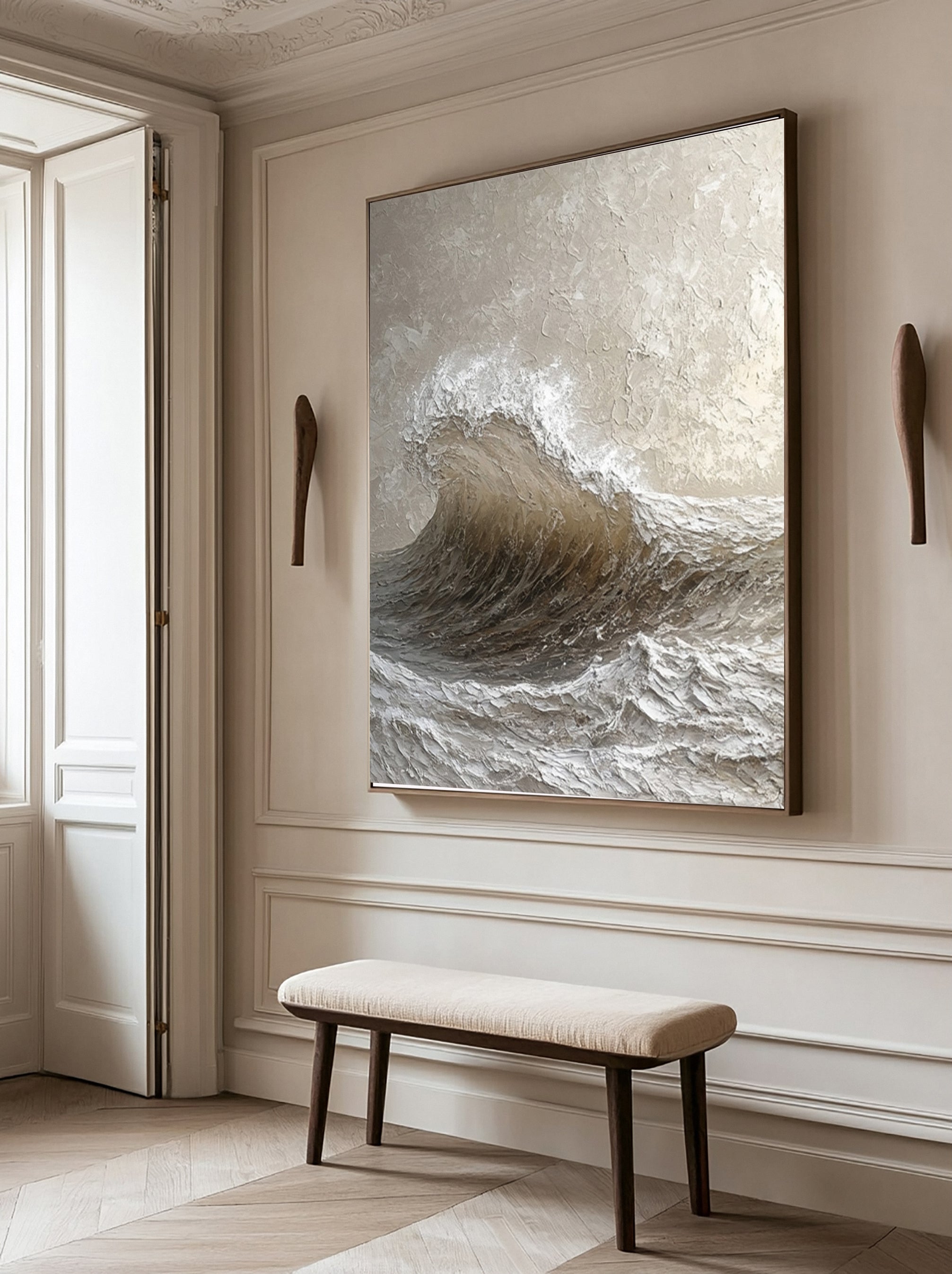 Dynamic Textured Ocean Wave Art Capturing Oceanic Power #BGA 243