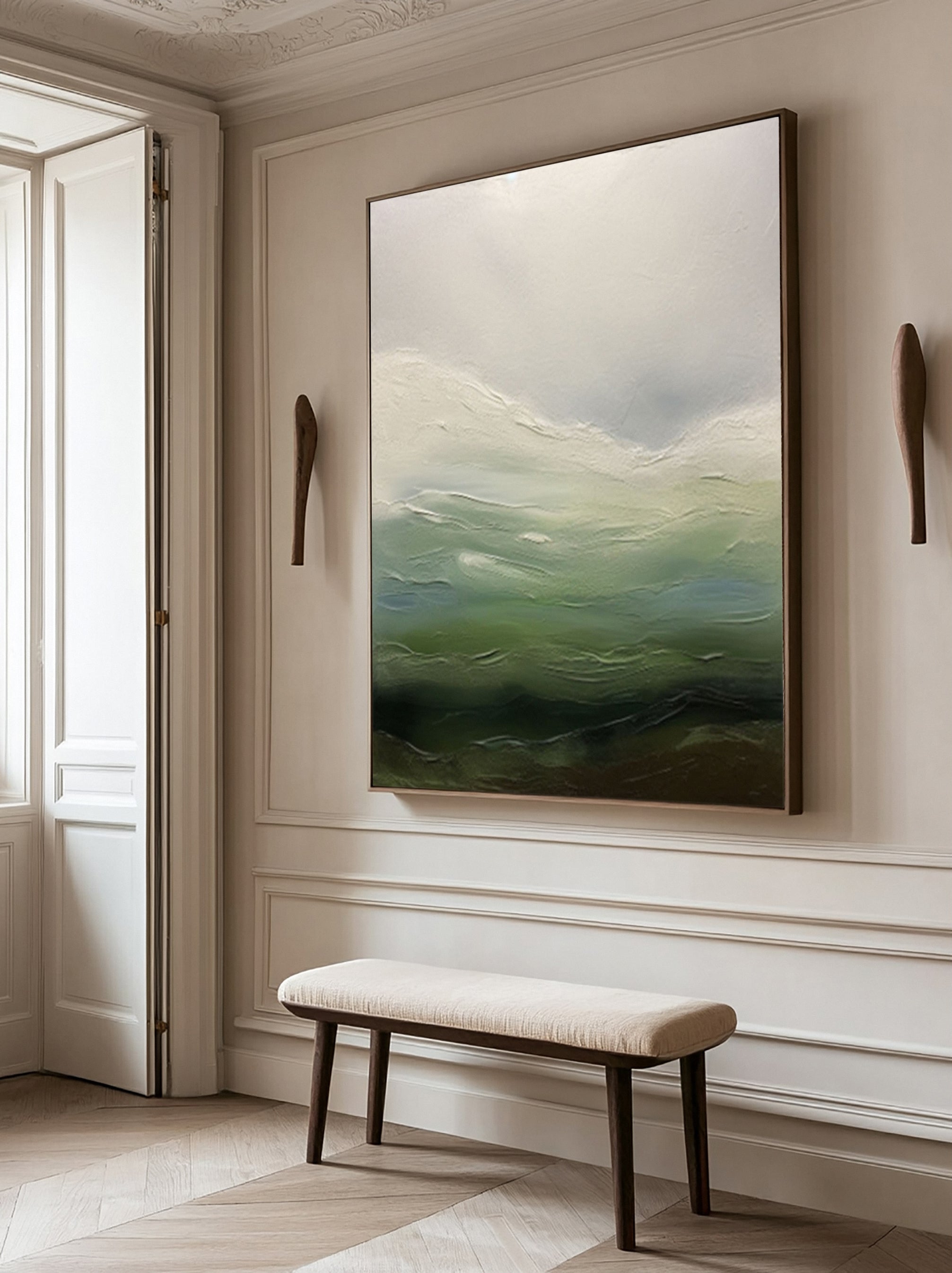 Contemporary Abstract with Blended Greens, Blues, and Whites #BGA 251