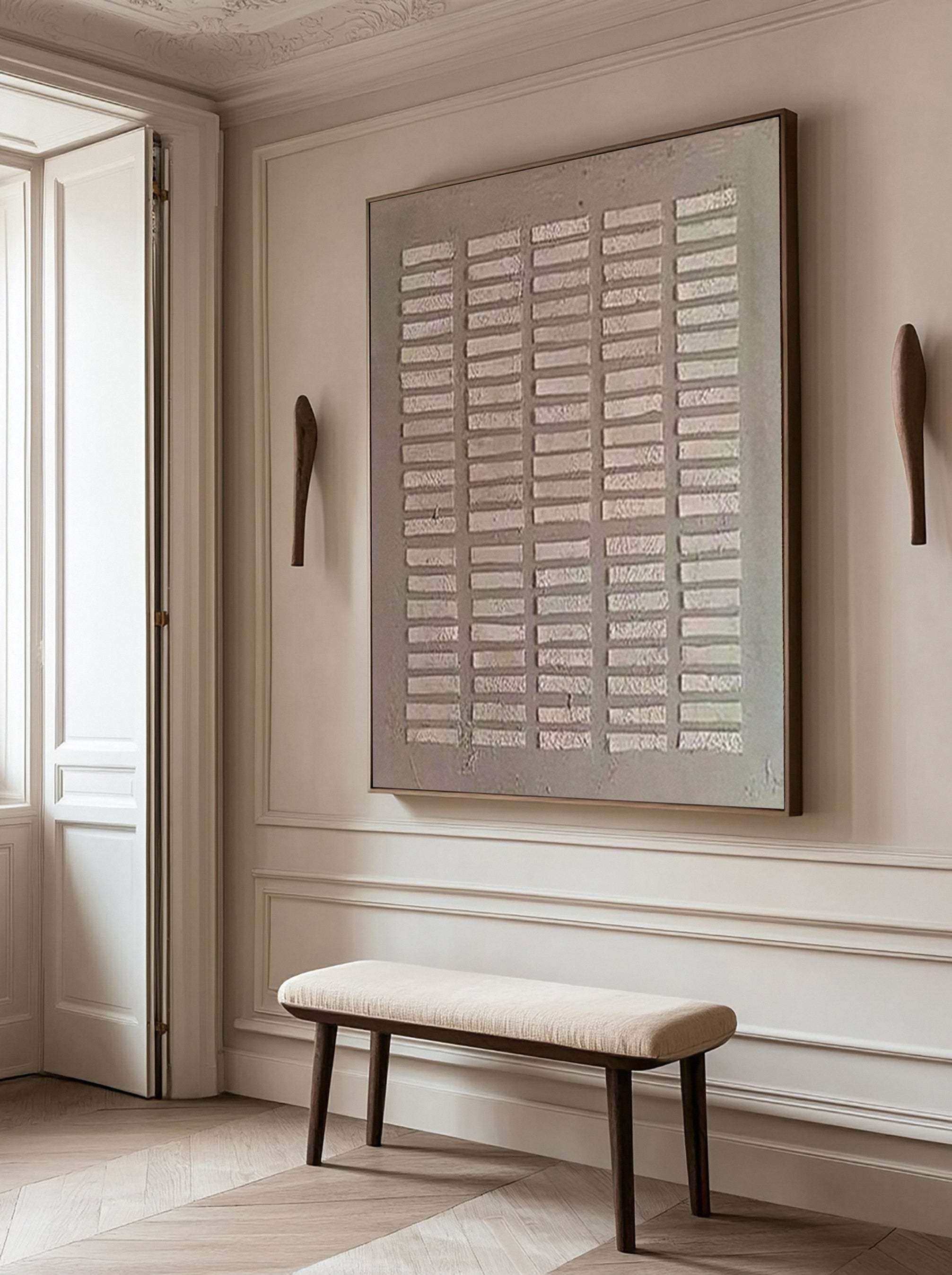 Minimalist Art with Horizontal Bands of Textured Rectangles #BGA 221