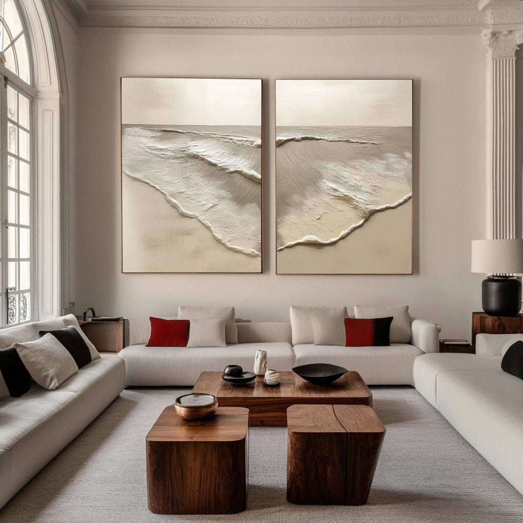 Abstract Beach Pair with Naturally Textured Muted Tones #BGA 220