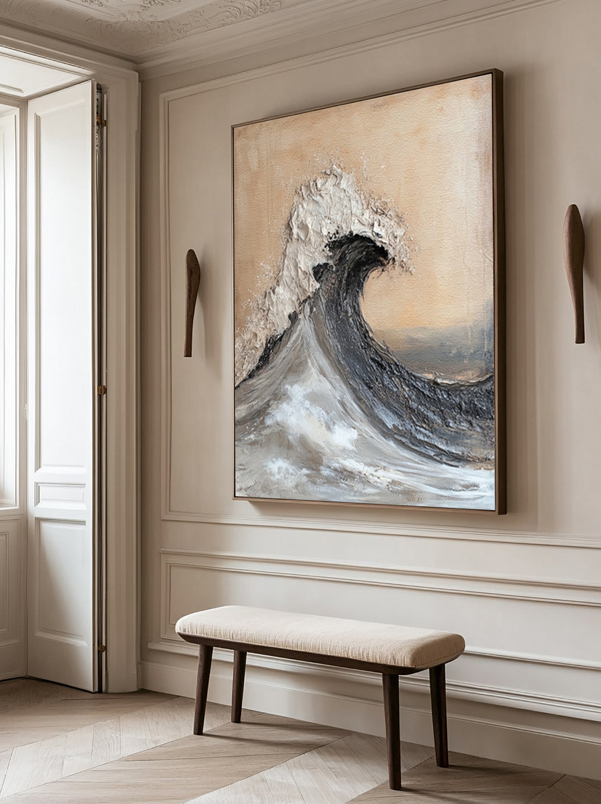 Modern Abstract Wave with Texture and Warm Neutral Backdrop #BGA 264