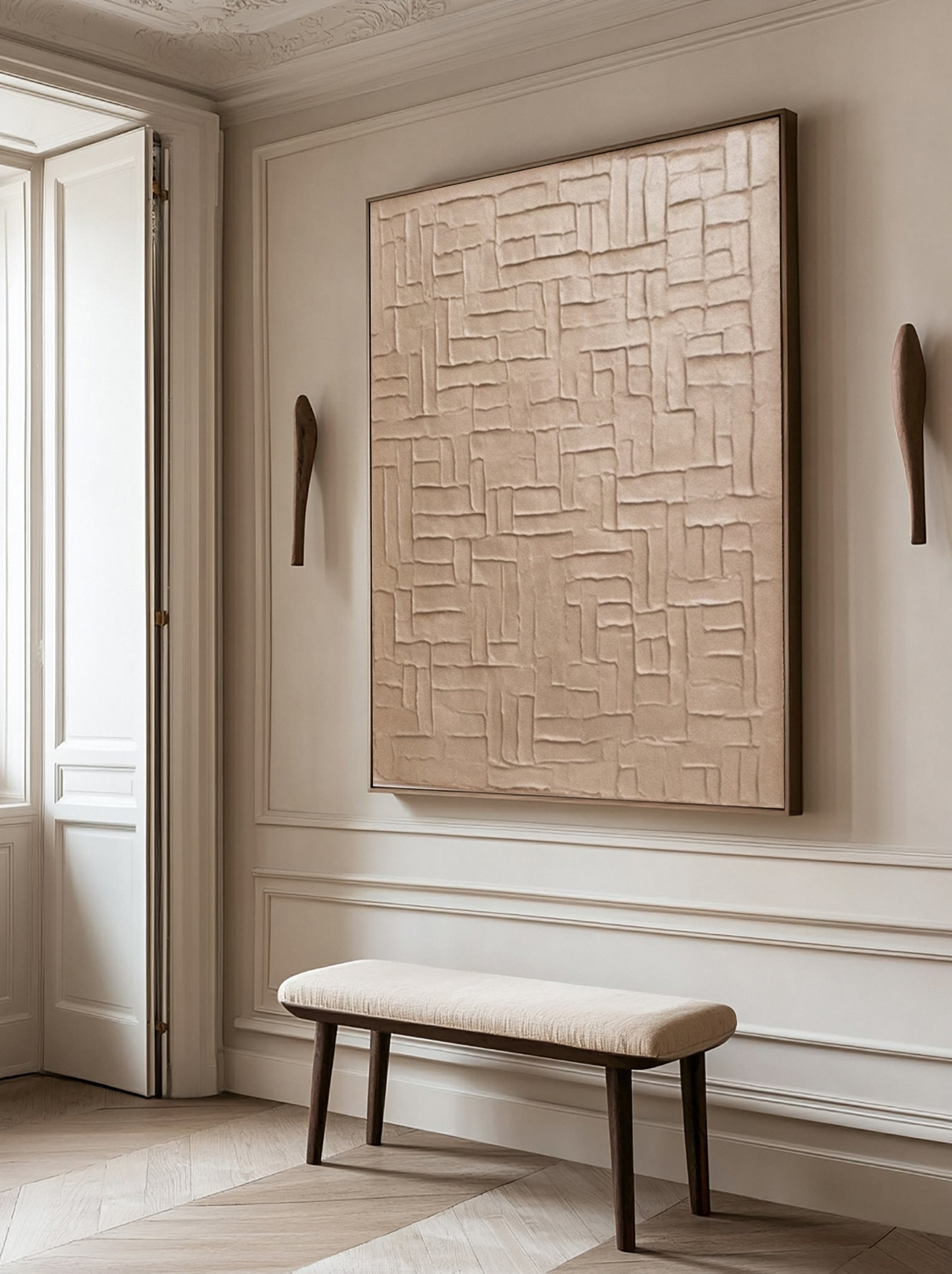 Minimalist Neutral Canvas with Structured Textured Blocks #BGA 224