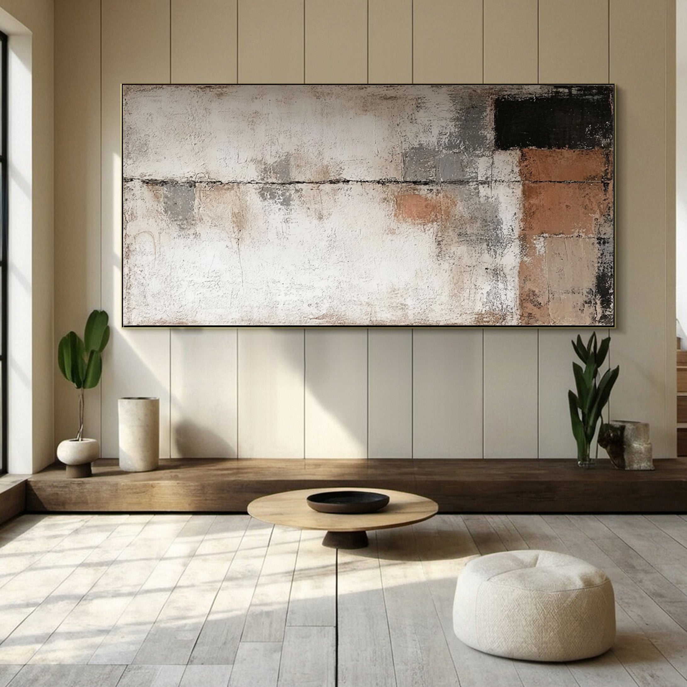 Rustic Harmony Large Abstract Earth Tones Painting #BBA 042