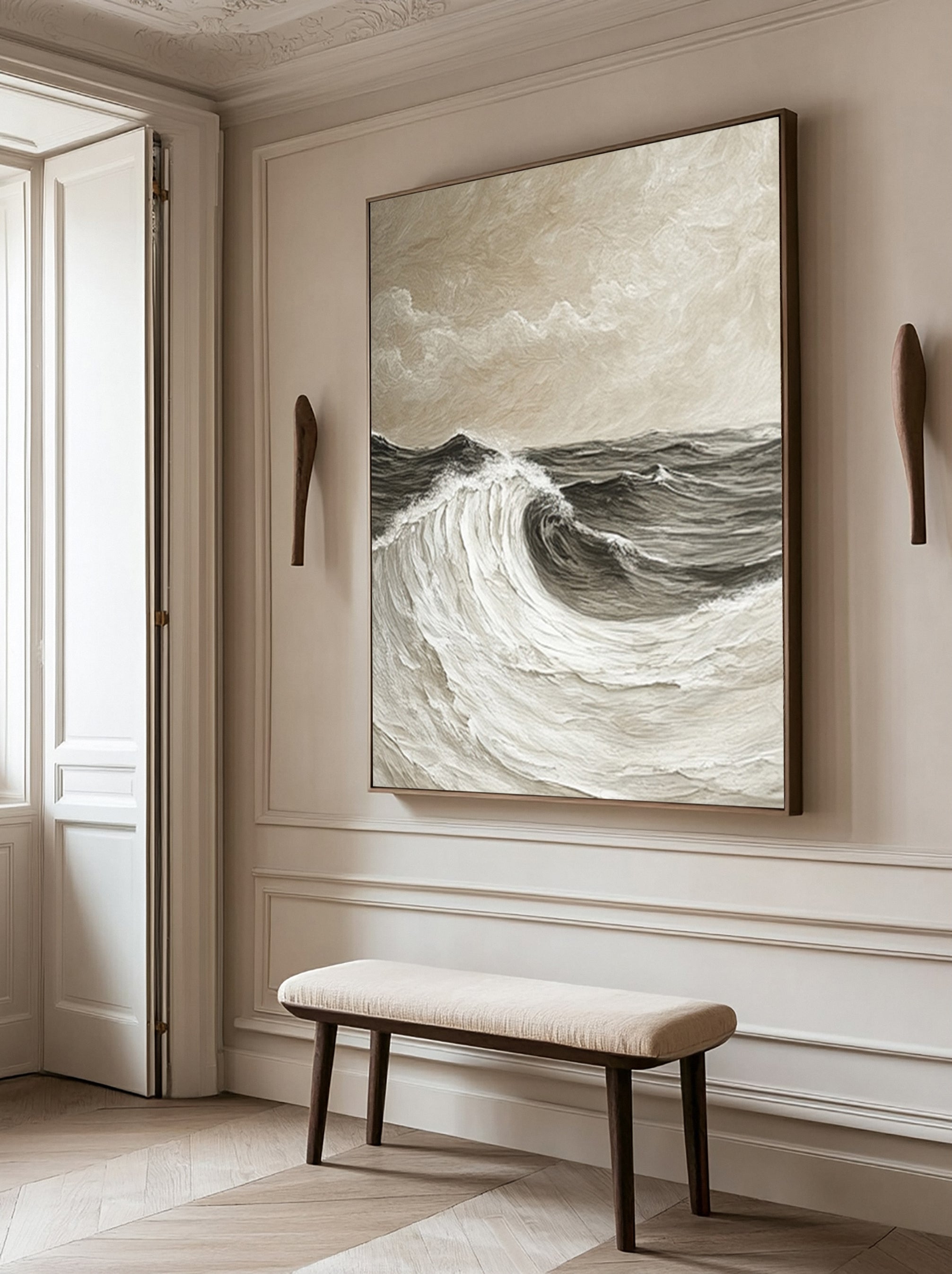 Modern Abstract Wave with Texture and Atmospheric Clouds #BGA 256