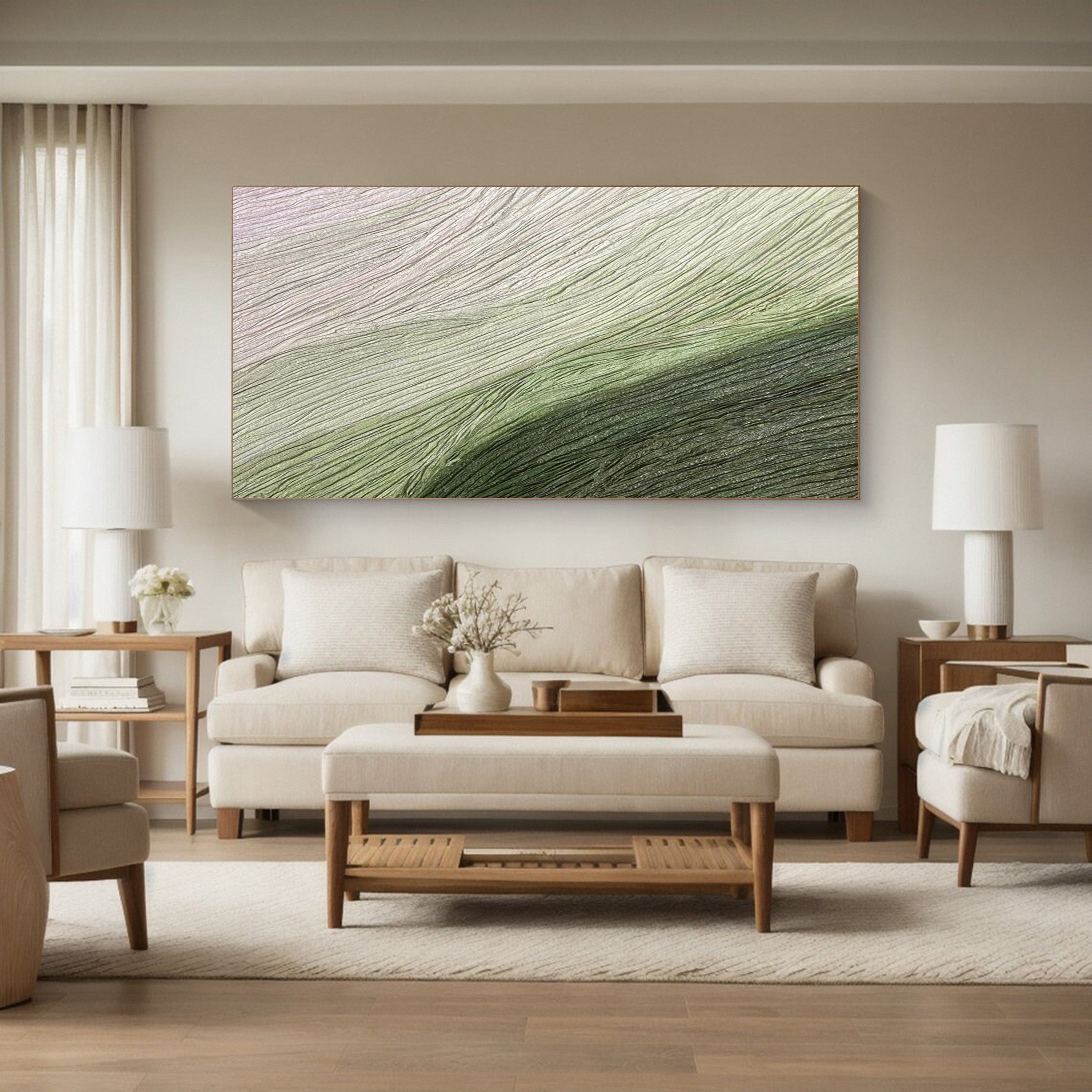 Modern Abstract Canvas with Organic Horizontal Textures #BGA 266