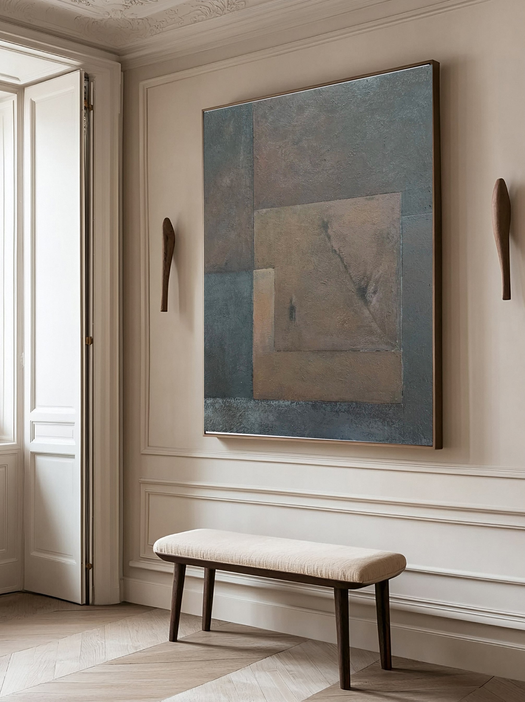 Minimalist Abstract with Geometric Overlap in Earthy Tones #BGA 230