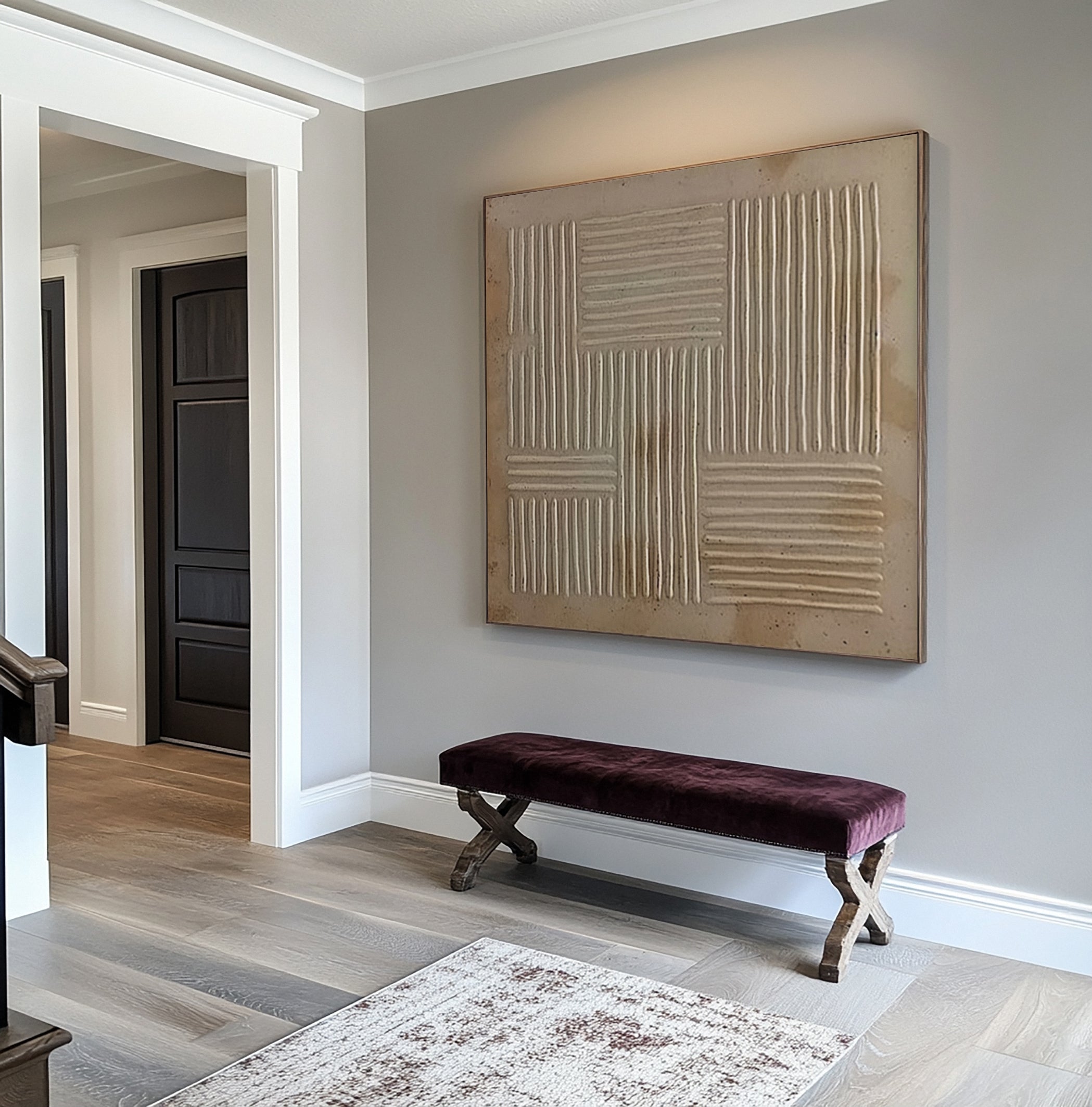 Wabi Sabi Minimalist Art with Subtle Linear Textural Contrast #BGA 225