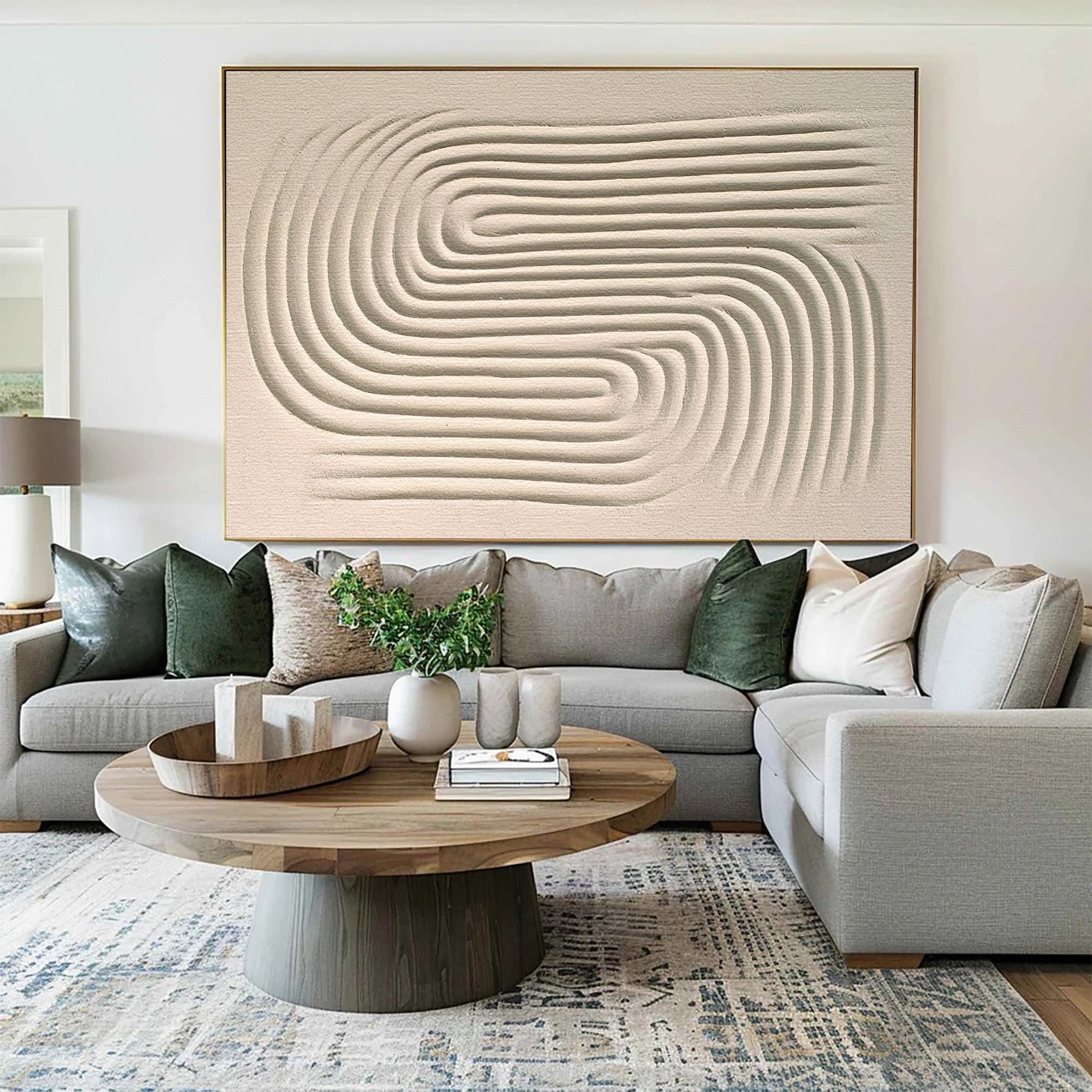 Minimalist Neutral Canvas with Textured Concentric Waves #BGA 226